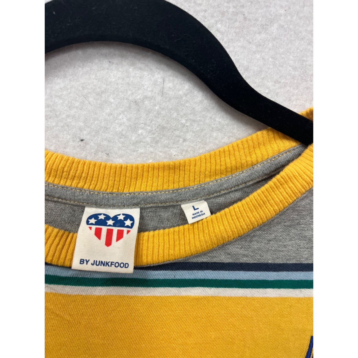 Atari Gray & Yellow Striped T-Shirt By Junkfood L #816A