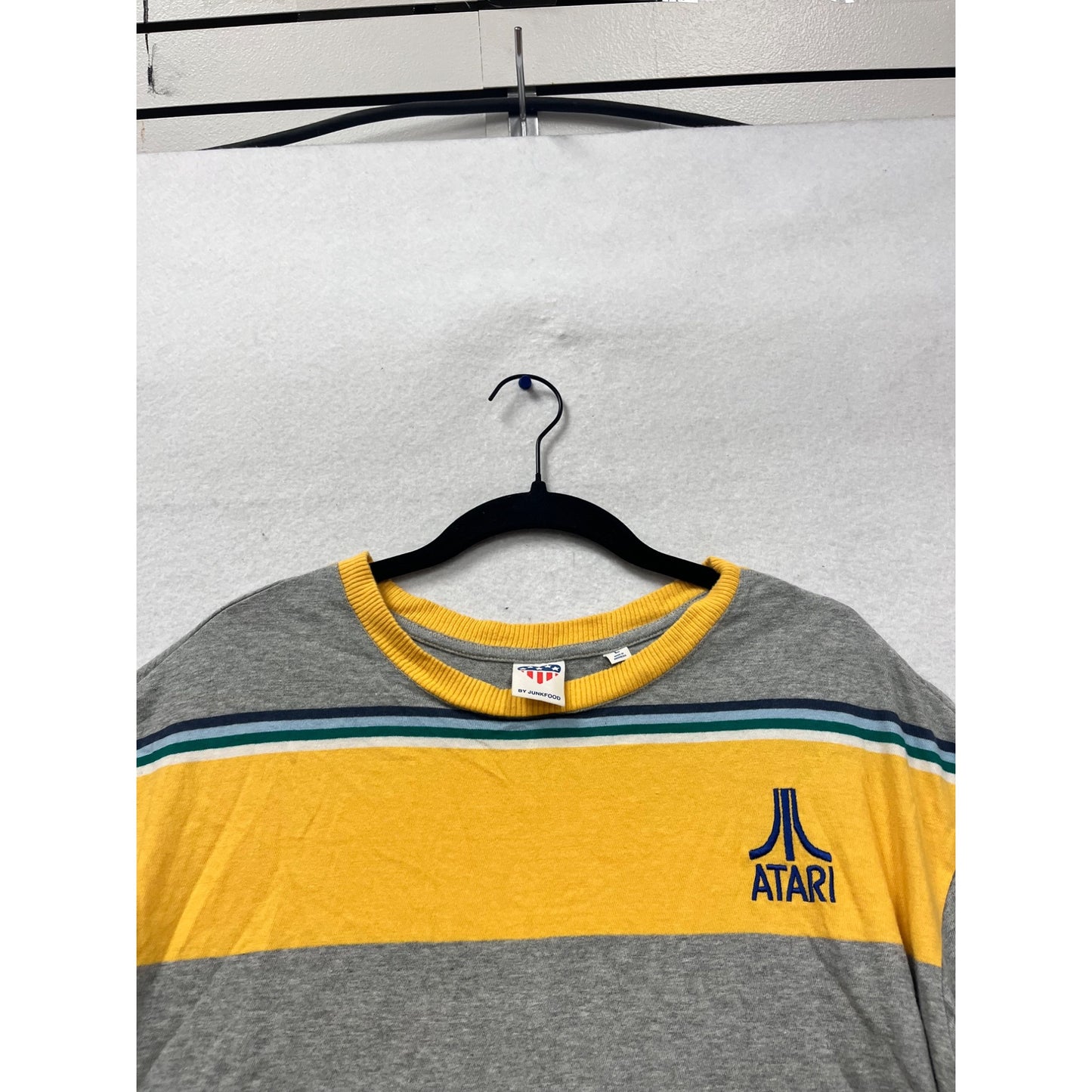 Atari Gray & Yellow Striped T-Shirt By Junkfood L #816A