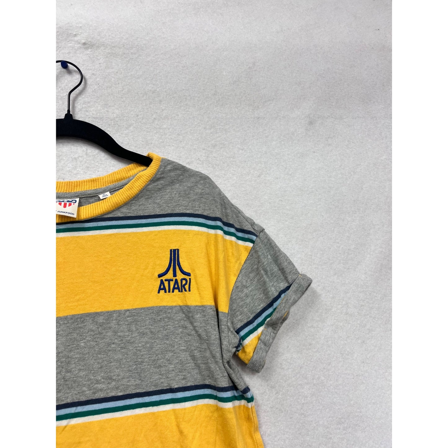 Atari Gray & Yellow Striped T-Shirt By Junkfood L #816A