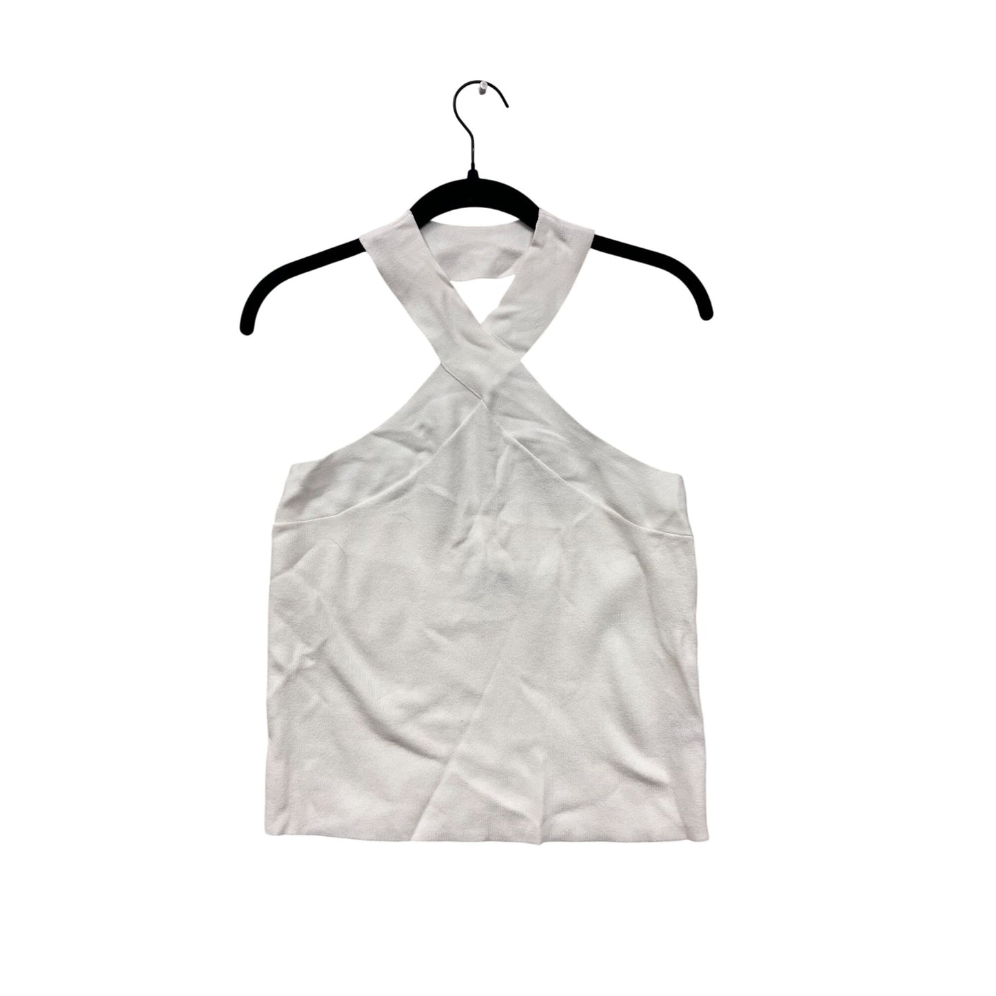 Womens White Cross-Back Halter Knit Top By 525 - Size M #6782