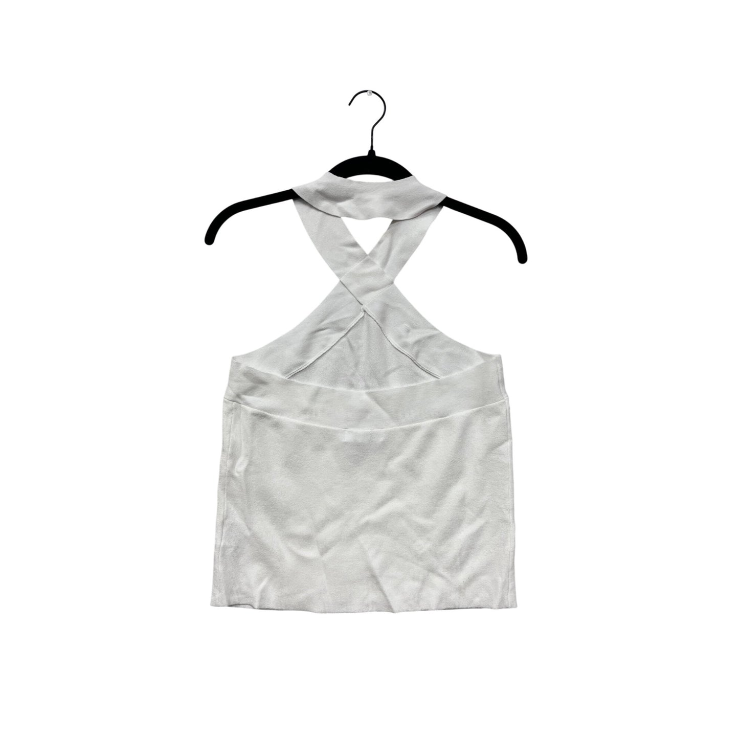 Womens White Cross-Back Halter Knit Top By 525 - Size M #6782