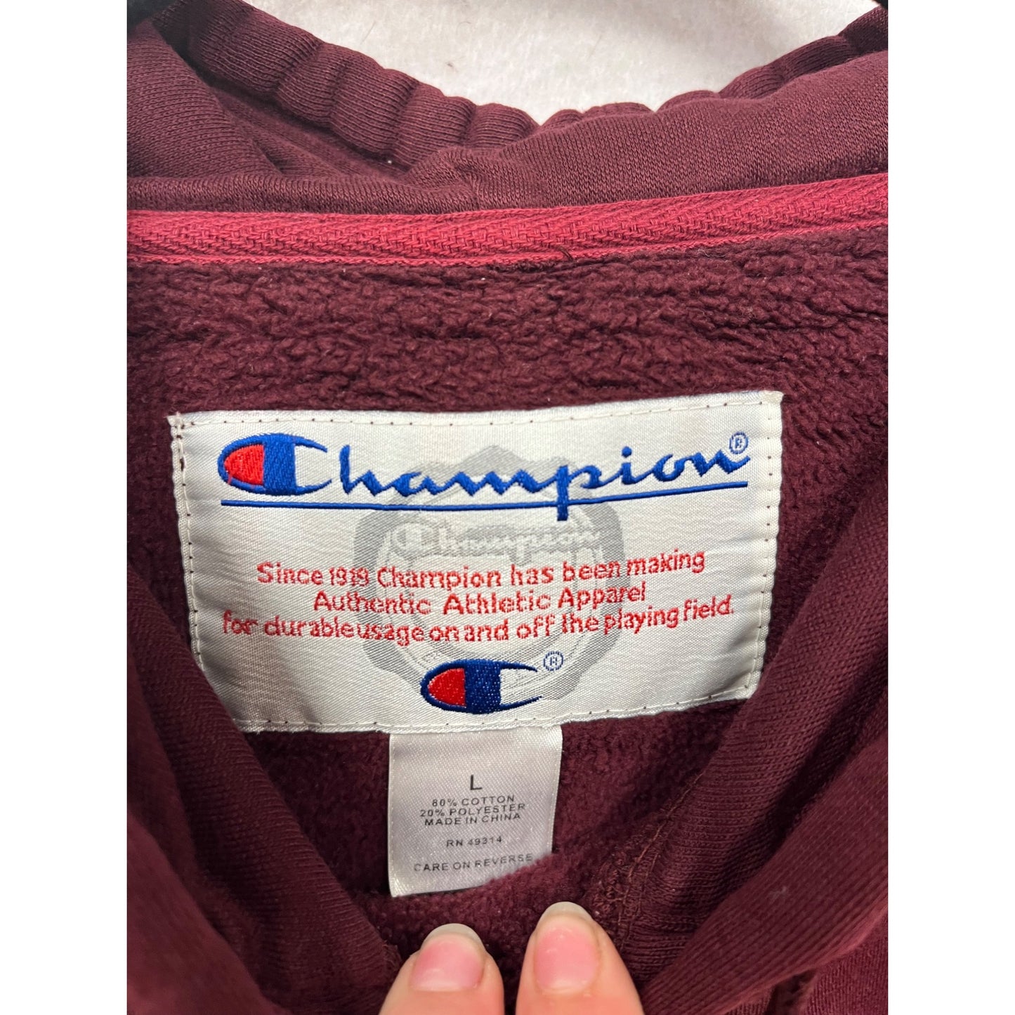 Champion Bulldogs Maroon Hoodie Mens L #76A