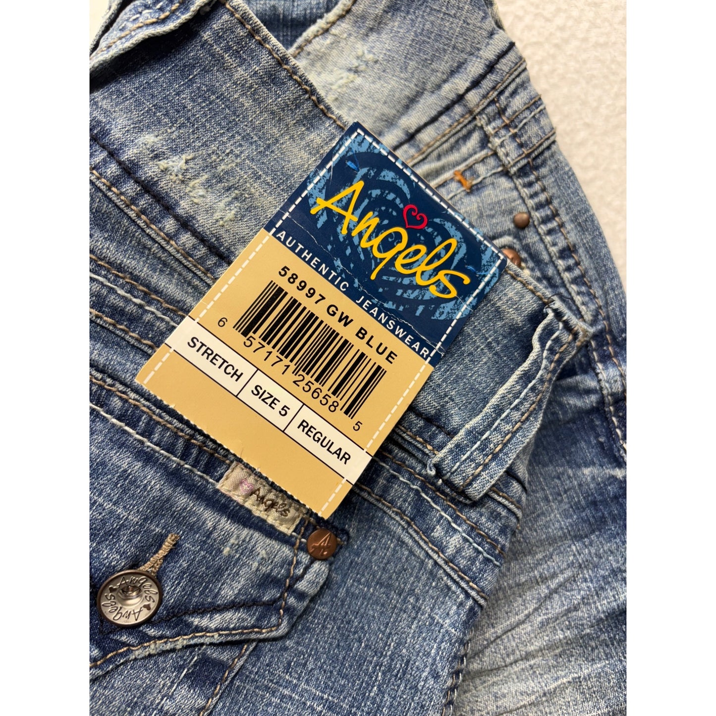 Angels Regular Fit Flared Stretch Jeans Y2K Deadstock #7440