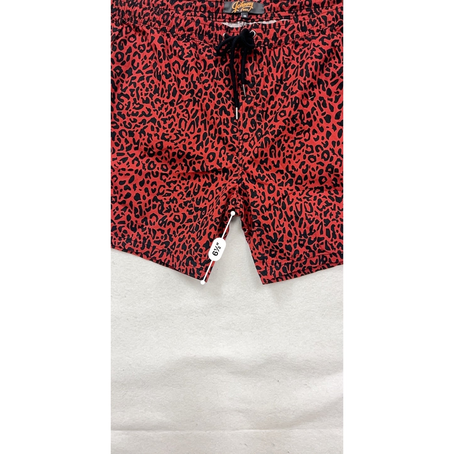 Johnny Bigg Red & Black Leopard Print Swim Shorts Size 48 #452A