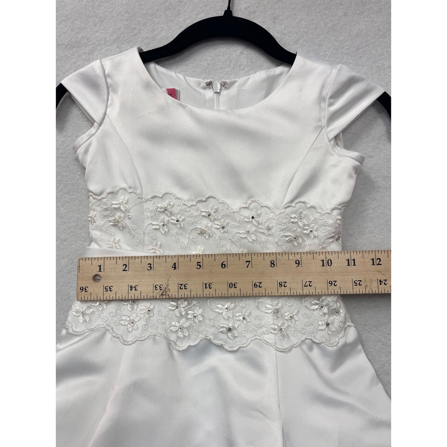 Girls size 6X White Formal Dress Designed by Lauren Marie #6326