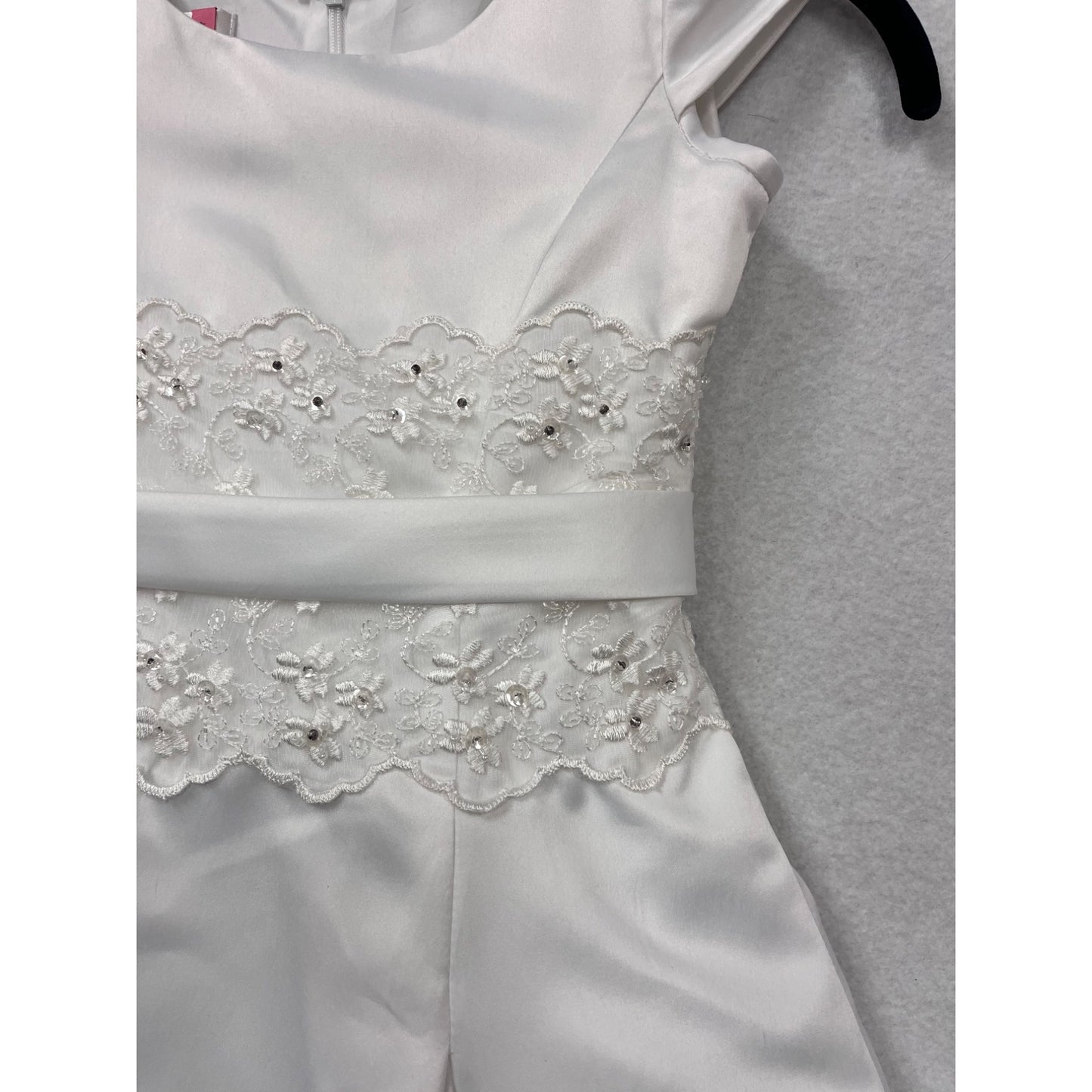 Girls size 6X White Formal Dress Designed by Lauren Marie #6326