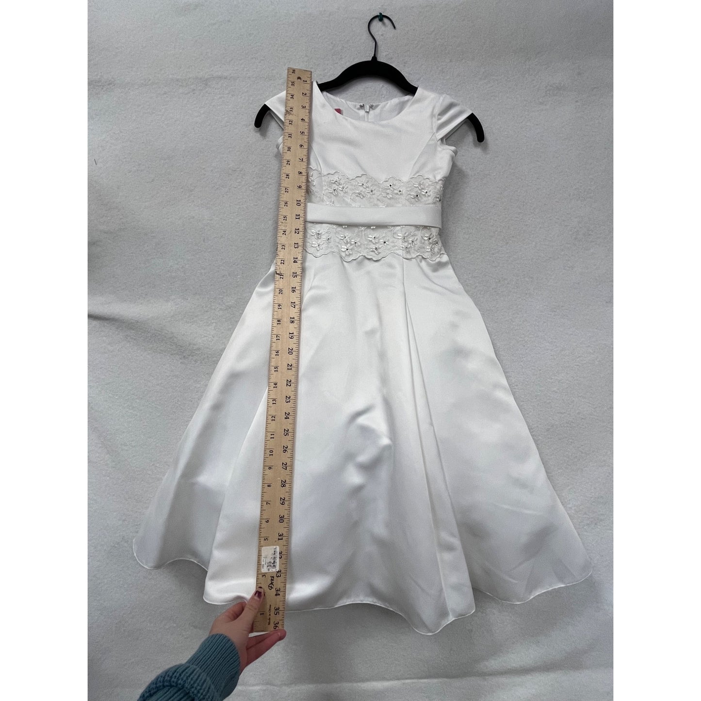 Girls size 6X White Formal Dress Designed by Lauren Marie #6326
