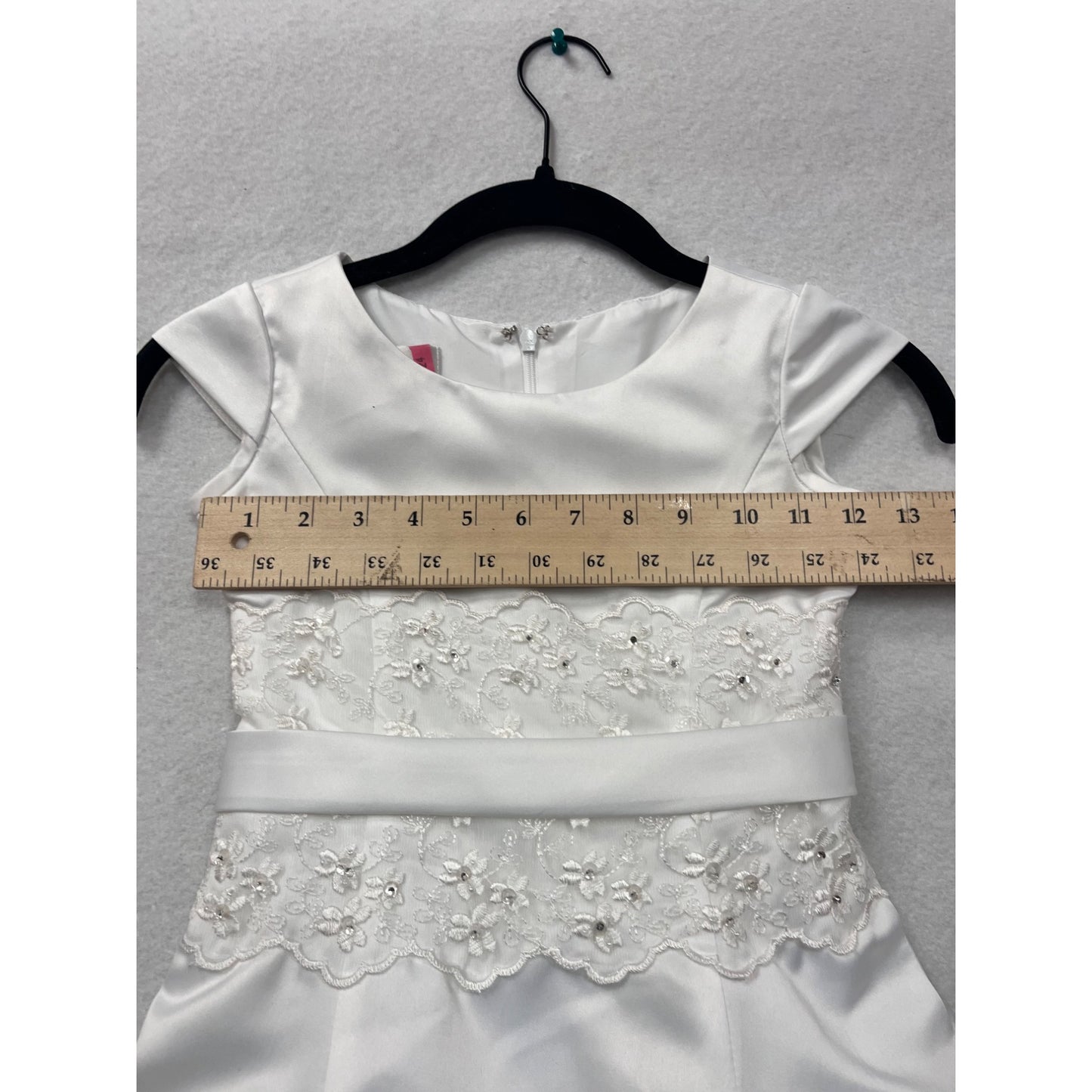 Girls size 6X White Formal Dress Designed by Lauren Marie #6326