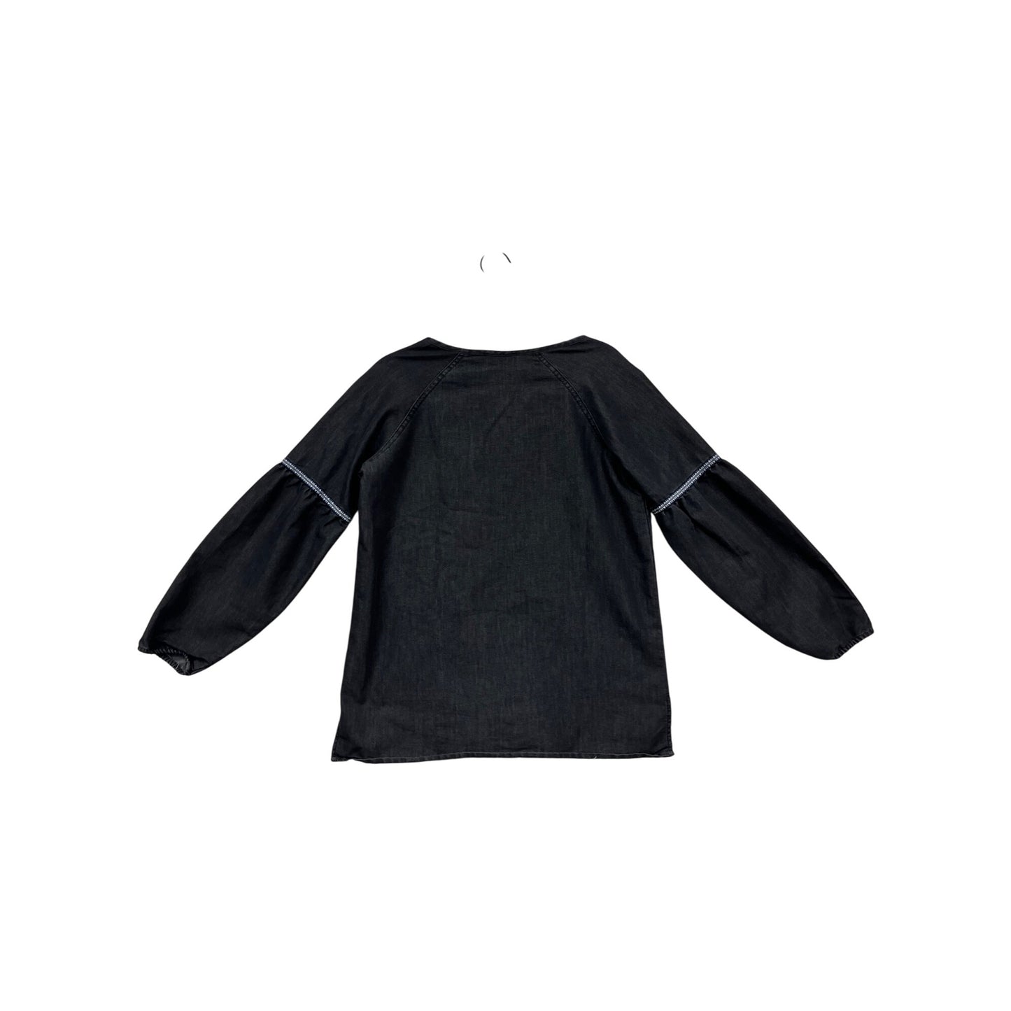 Oso Casuals Womens Black Tunic Top With Denim Stitching Detail XS #792A