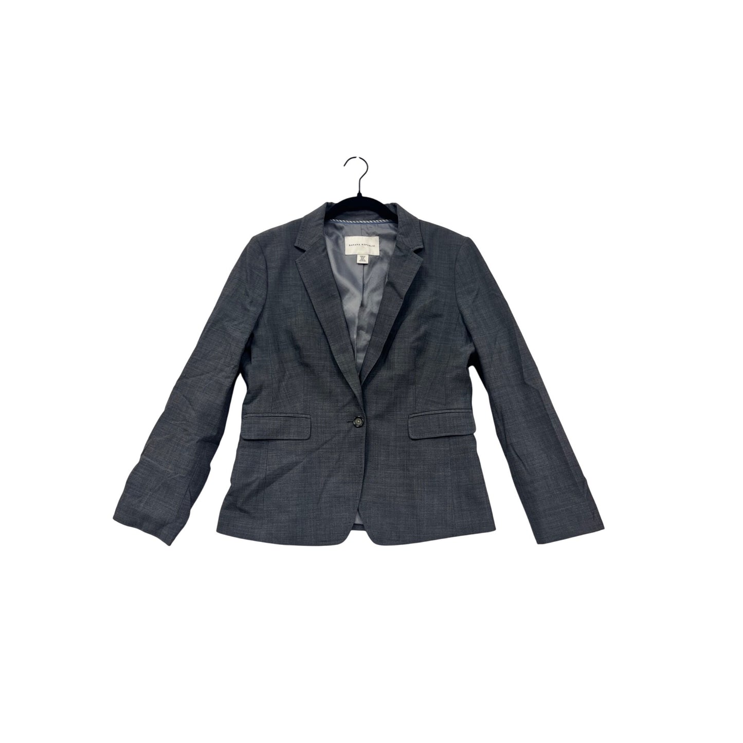 Banana Republic Womens 12P Stretch Wool & Spandex Gray Blazer Jacket With Single Button Closure #6684