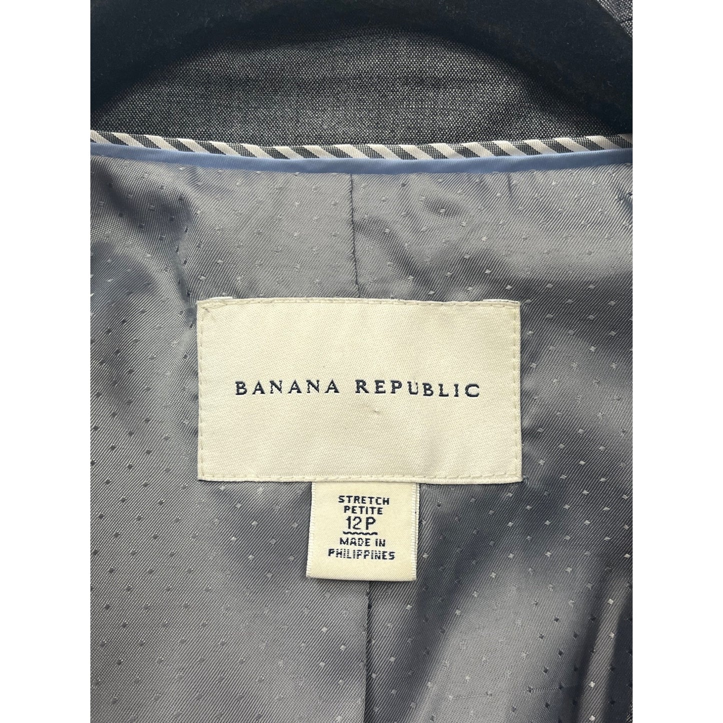 Banana Republic Womens 12P Stretch Wool & Spandex Gray Blazer Jacket With Single Button Closure #6684