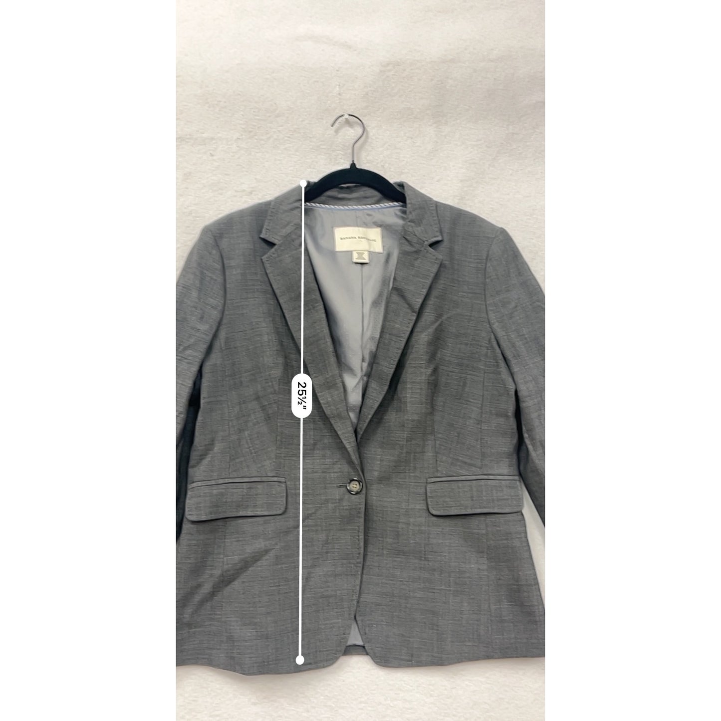 Banana Republic Womens 12P Stretch Wool & Spandex Gray Blazer Jacket With Single Button Closure #6684