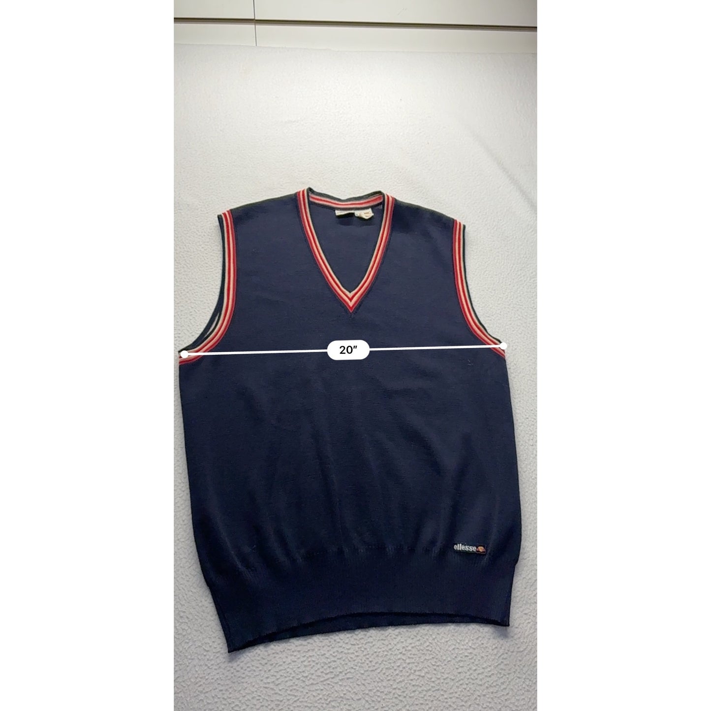 Vintage Ellesse Mens Wool V-Neck Sweater Vest #7444