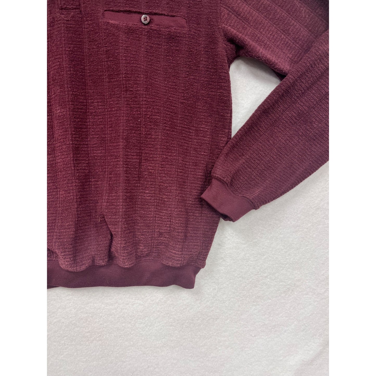 David Taylor Burgundy Textured Long Sleeve Polo Shirt M #6955