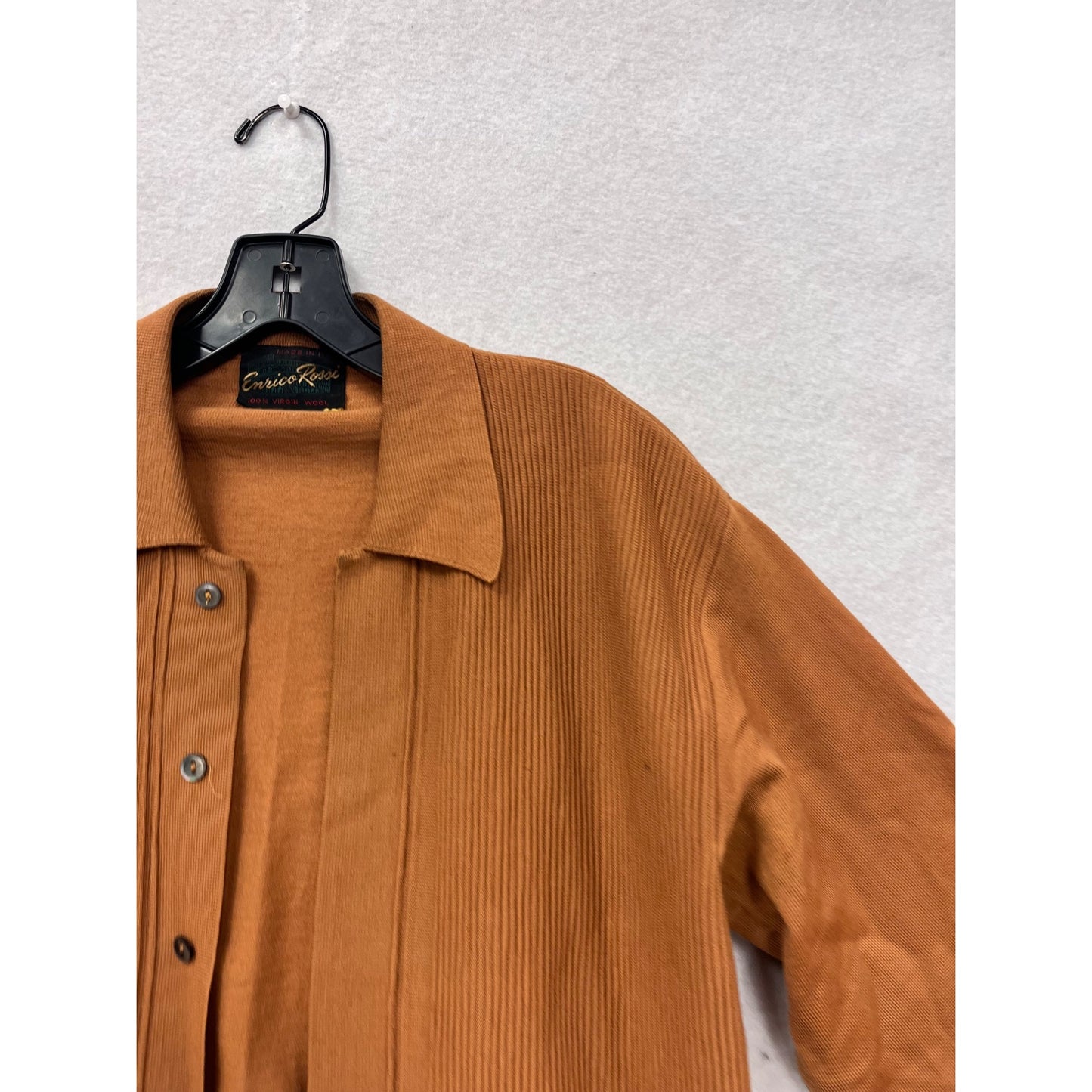 Vintage Enrico Rossi 100% Virgin Wool Cardigan Sweater Made In Italy #8361