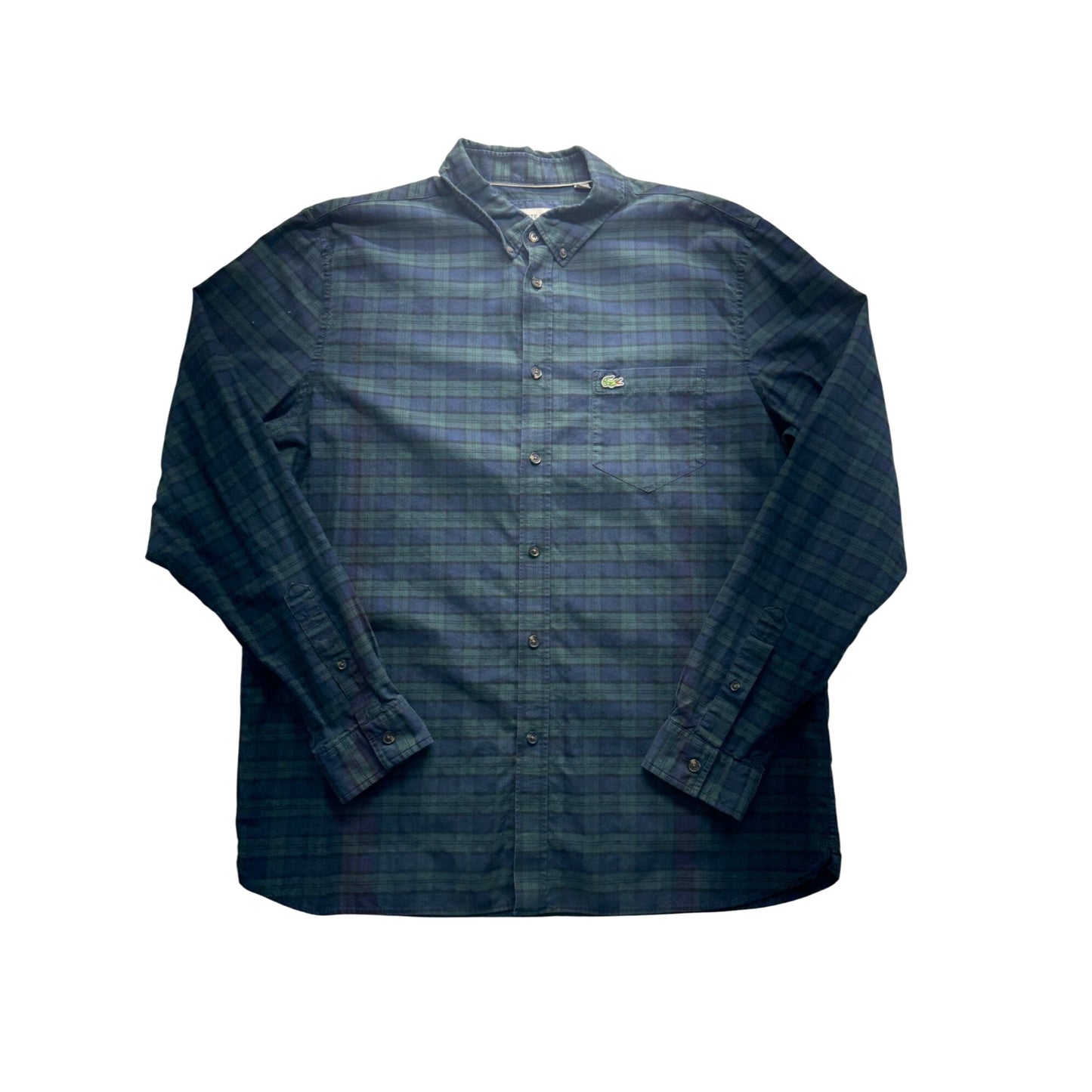 Lacoste Regular Fit Plaid Shirt L Long Sleeve Button Down 100% Cotton #9983