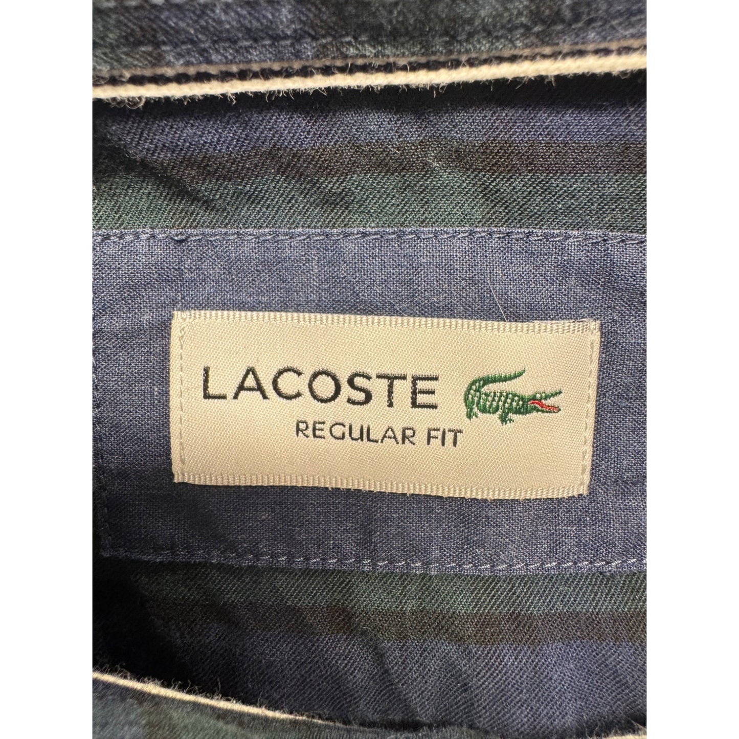Lacoste Regular Fit Plaid Shirt L Long Sleeve Button Down 100% Cotton #9983