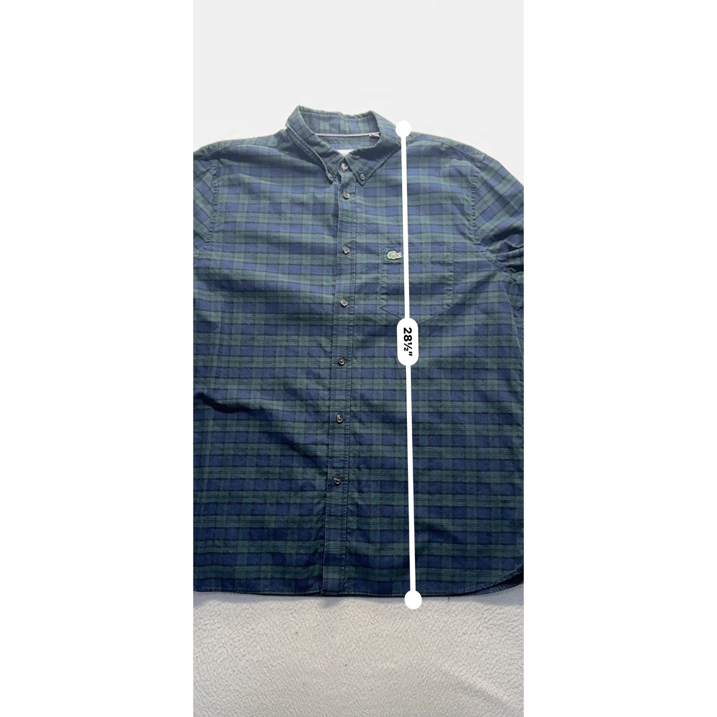 Lacoste Regular Fit Plaid Shirt L Long Sleeve Button Down 100% Cotton #9983