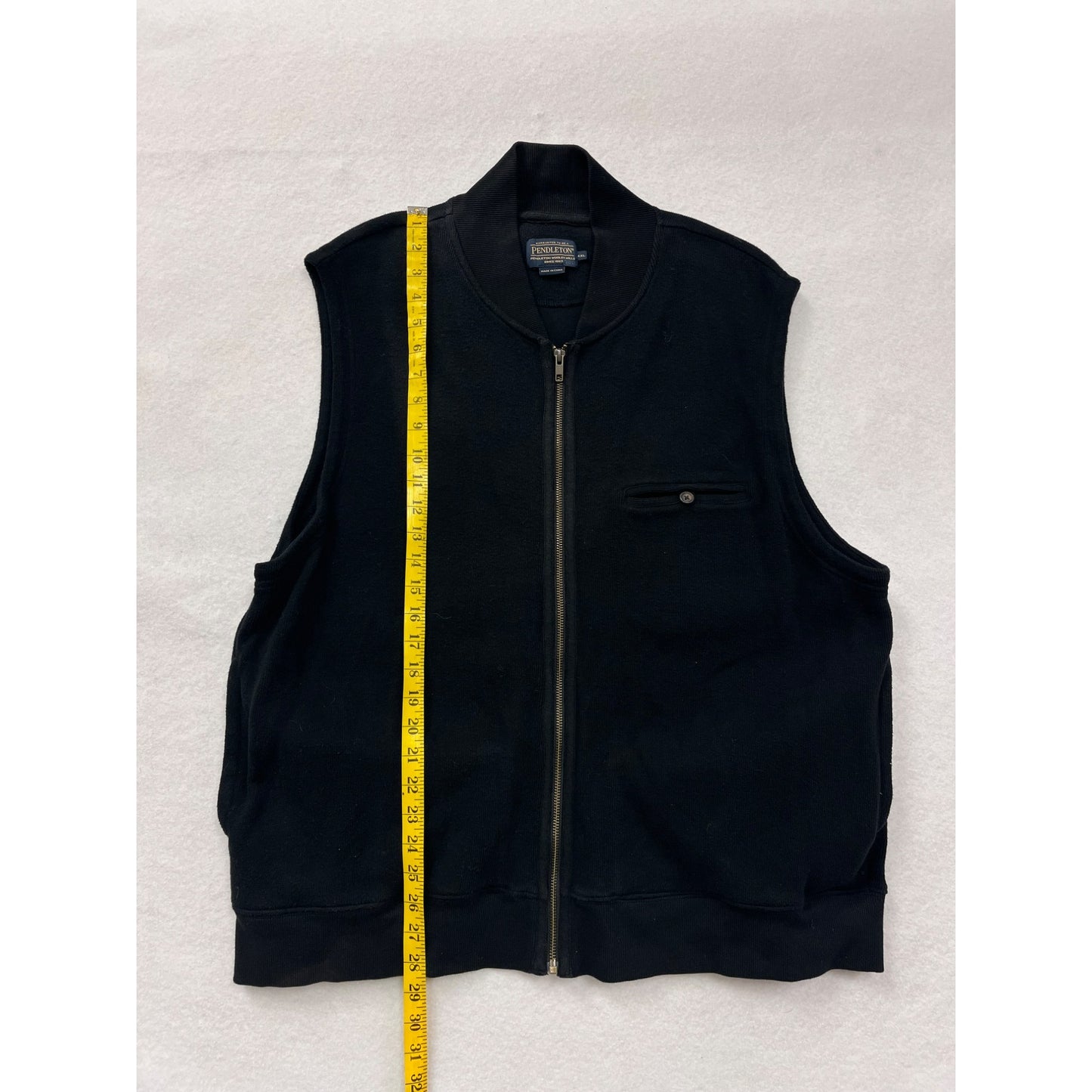 Pendleton Mens Black Cotton Zip-Up Vest #6180