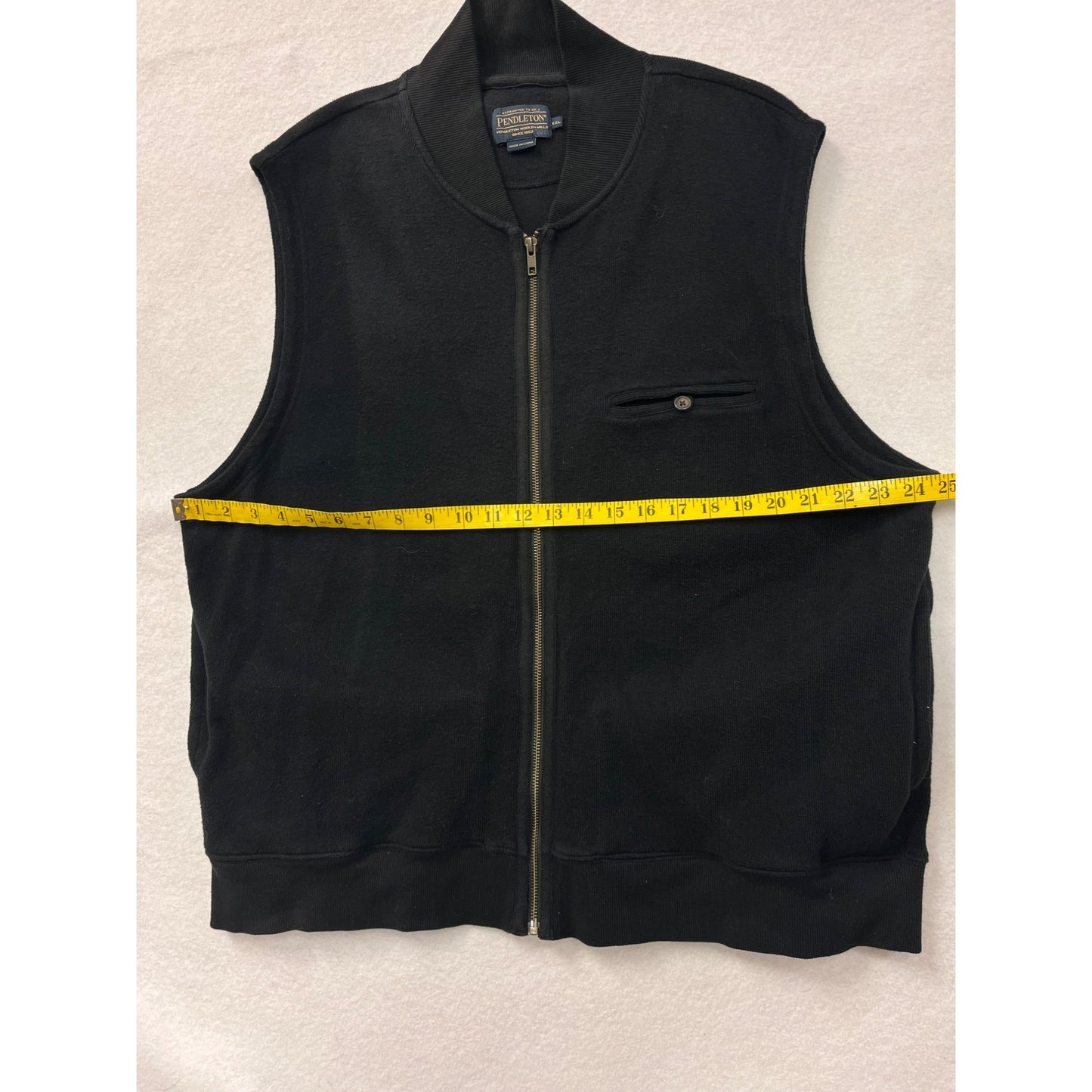 Pendleton Mens Black Cotton Zip-Up Vest #6180