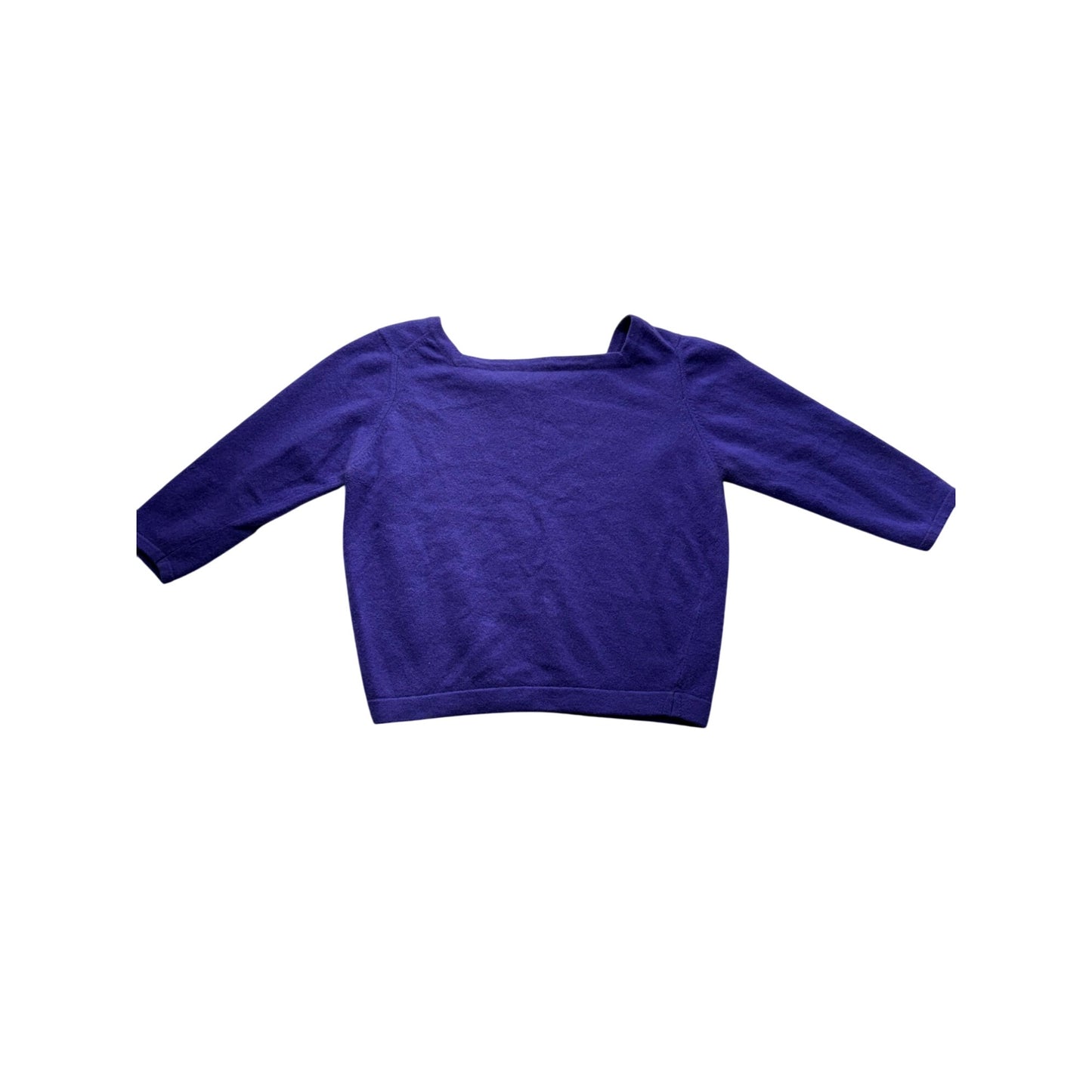 Vintage Purple 100% Cashmere 3/4 Sleeve Womens Sweater With Square Neckline #7432