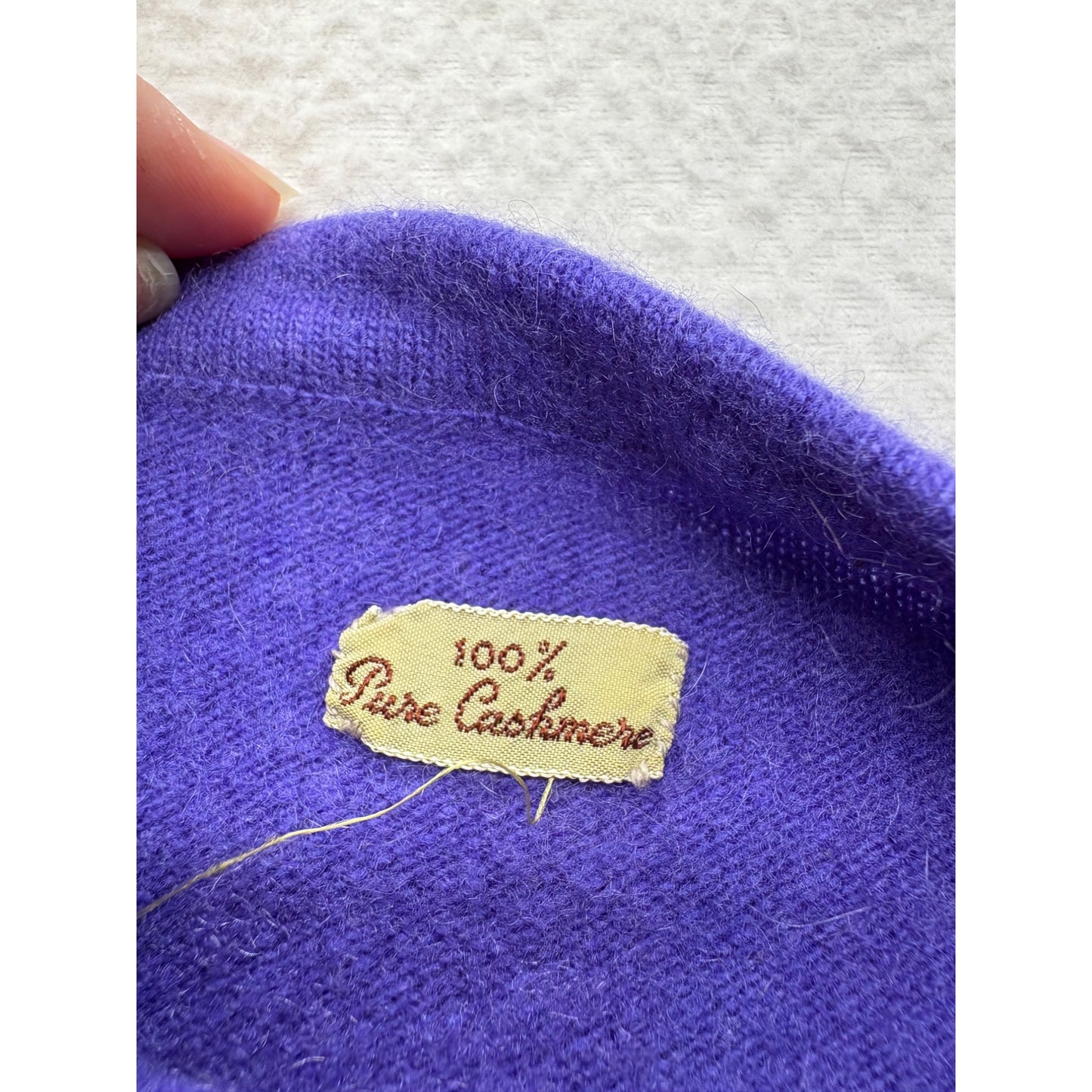 Vintage Purple 100% Cashmere 3/4 Sleeve Womens Sweater With Square Neckline #7432
