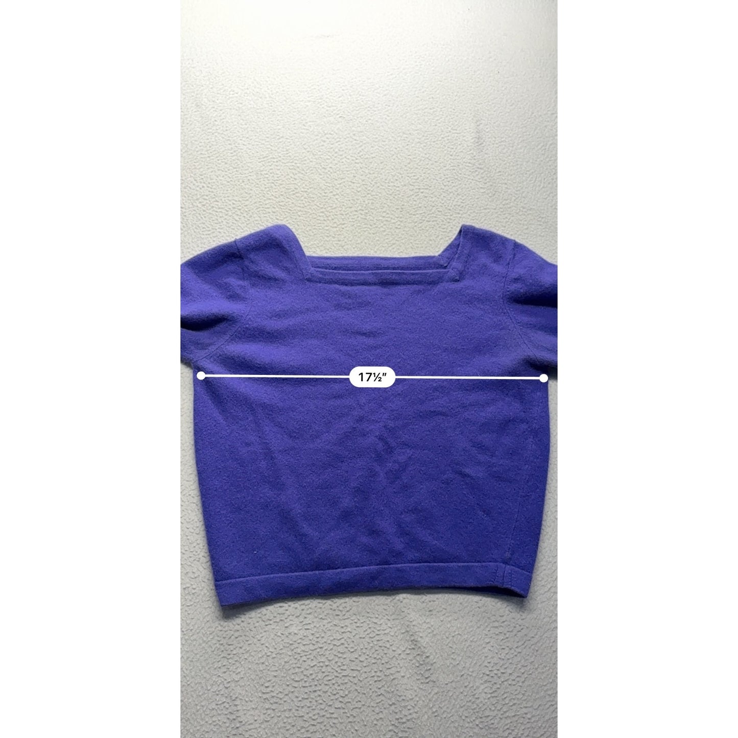 Vintage Purple 100% Cashmere 3/4 Sleeve Womens Sweater With Square Neckline #7432
