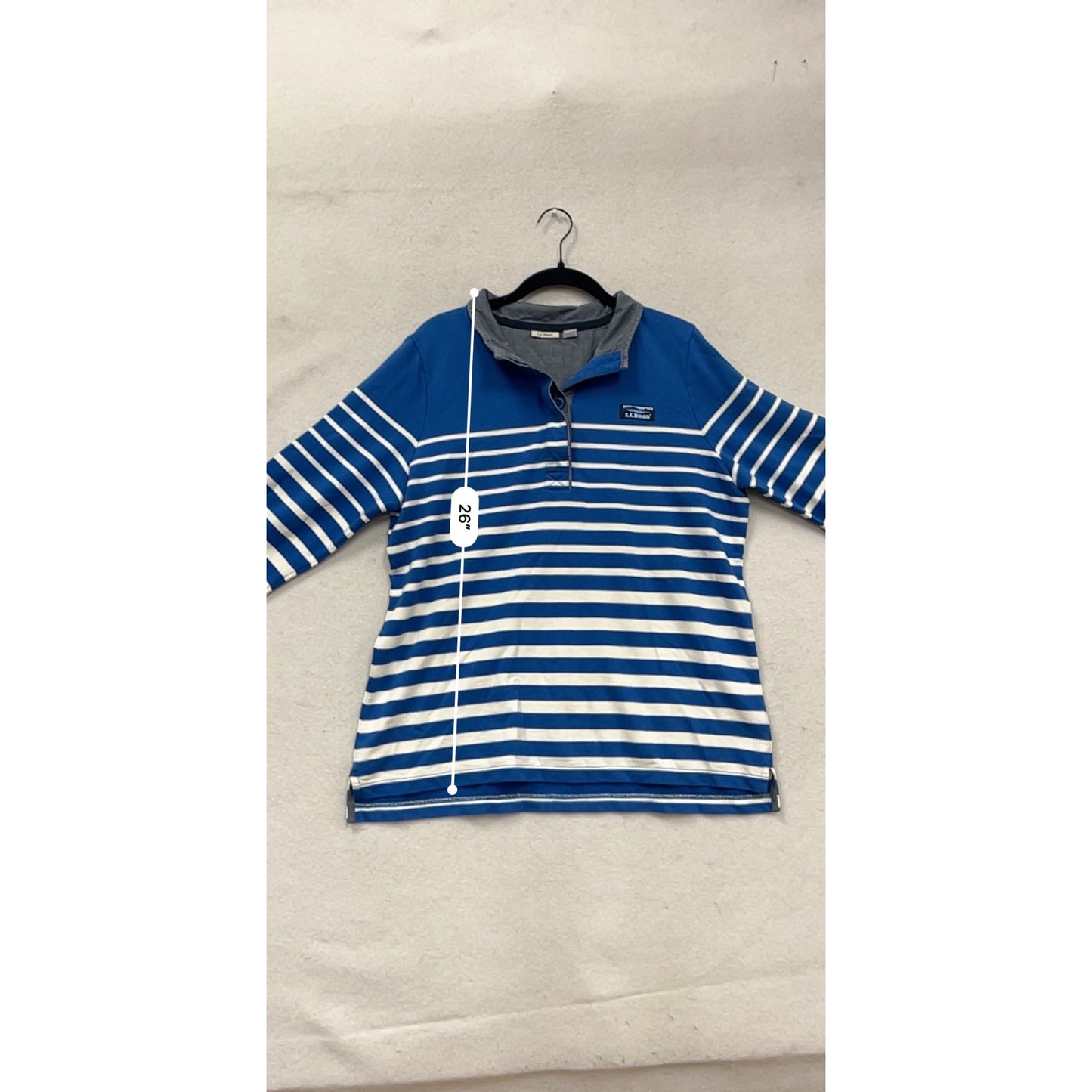 L.L. Bean Mens Blue & White Striped Long Sleeve Shirt #280A