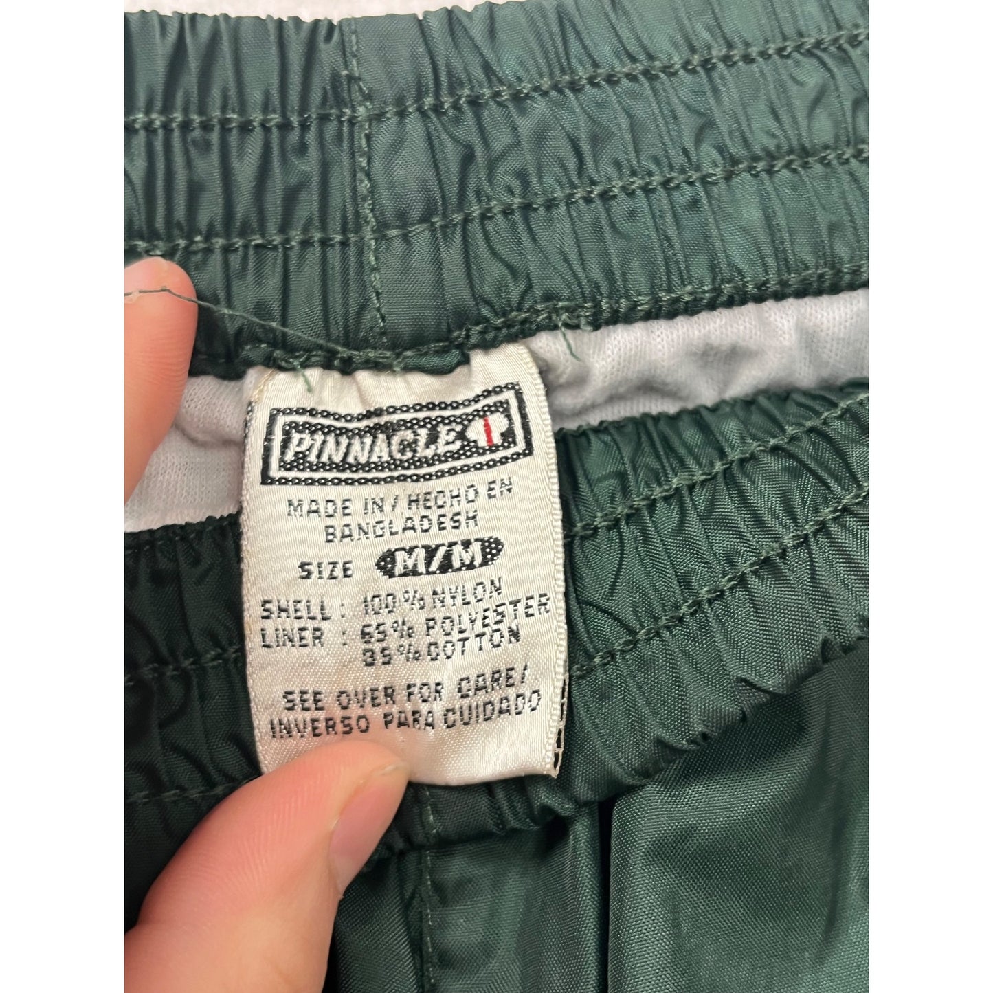 Mens Medium Pinnacle Green Snap Side Nylon Track Pants #8395