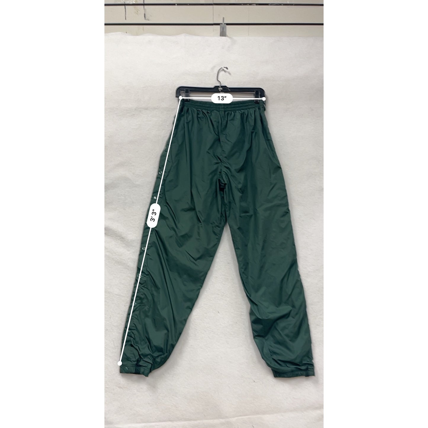 Mens Medium Pinnacle Green Snap Side Nylon Track Pants #8395