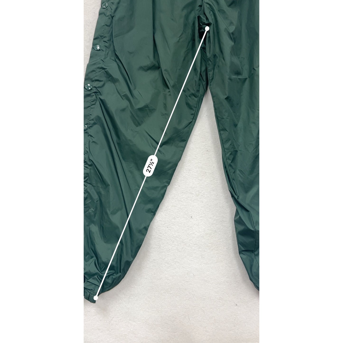 Mens Medium Pinnacle Green Snap Side Nylon Track Pants #8395