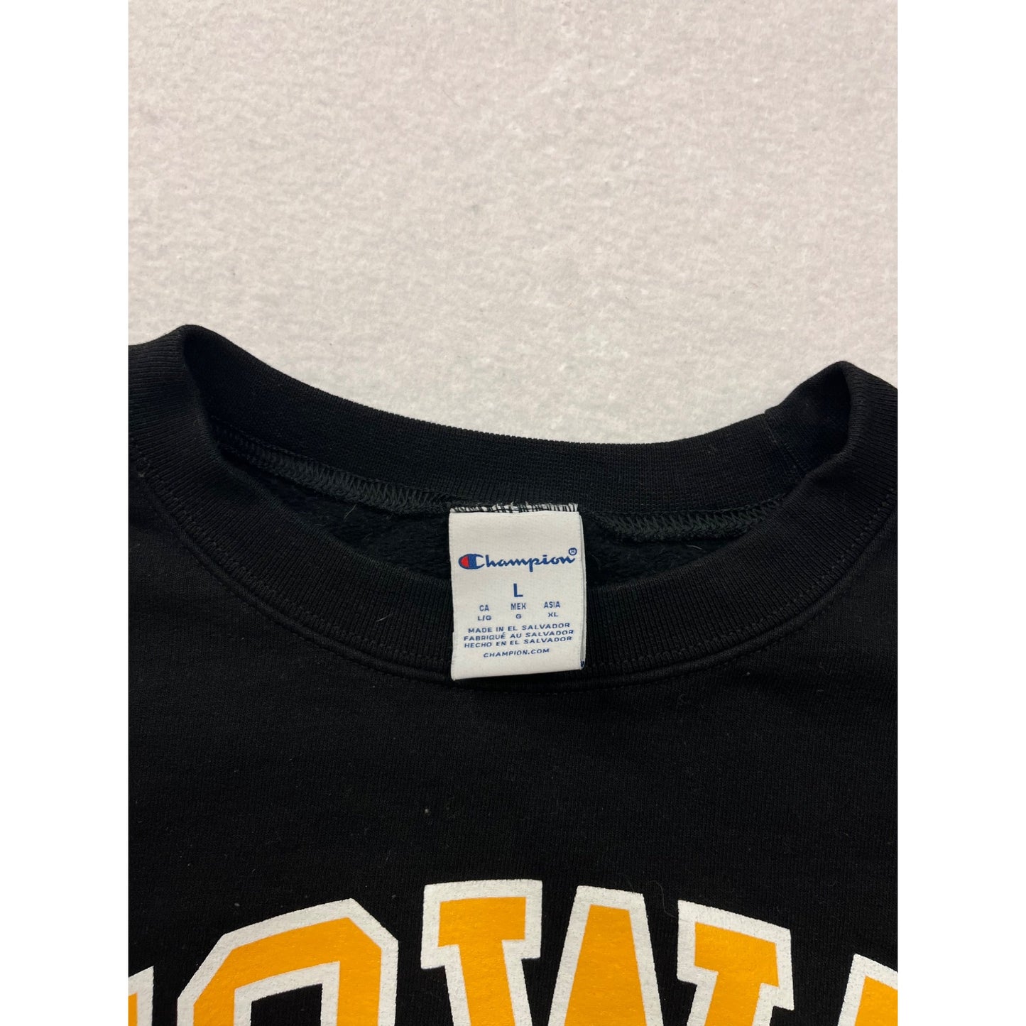 Iowa Hawkeyes Mens Black Sweatshirt Champion Large #8979