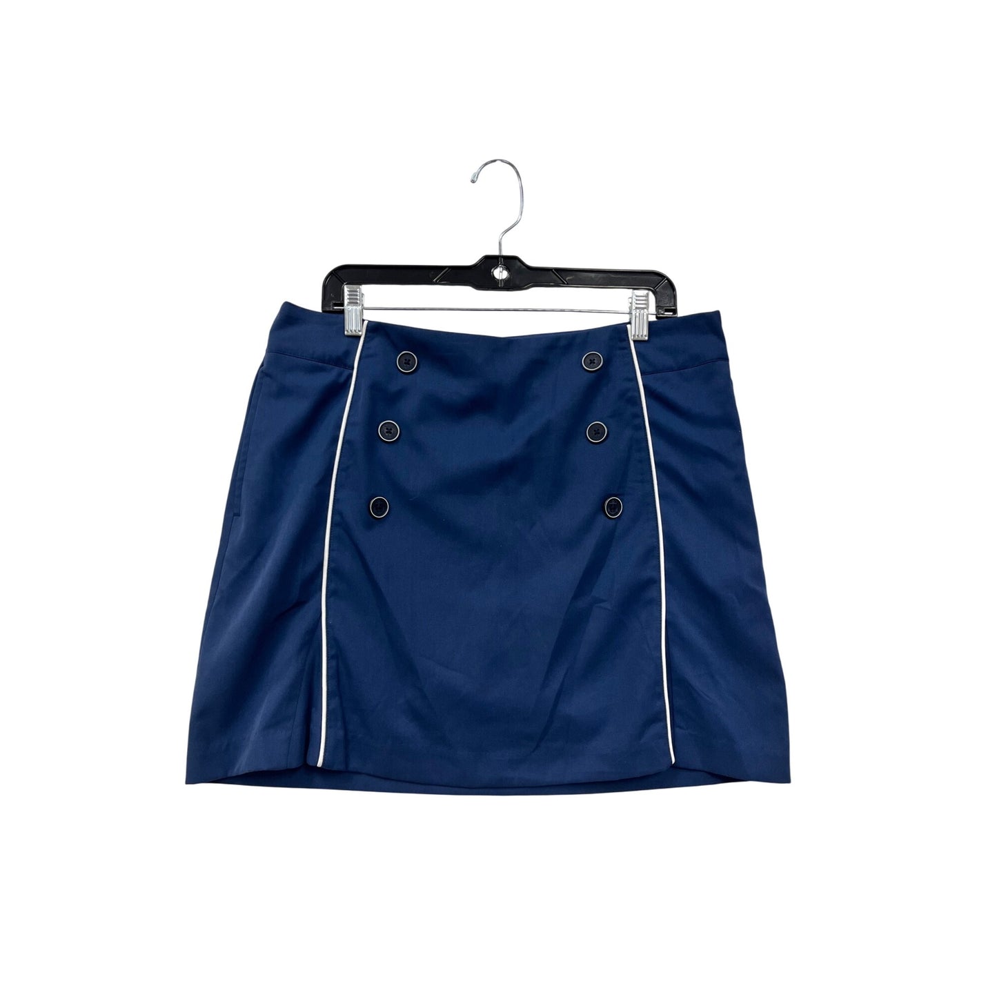 Izod Golf Womens Navy Blue Skort Size 10 With Button Details & White Piping 100% Polyester Lightweight & Stylish #6887