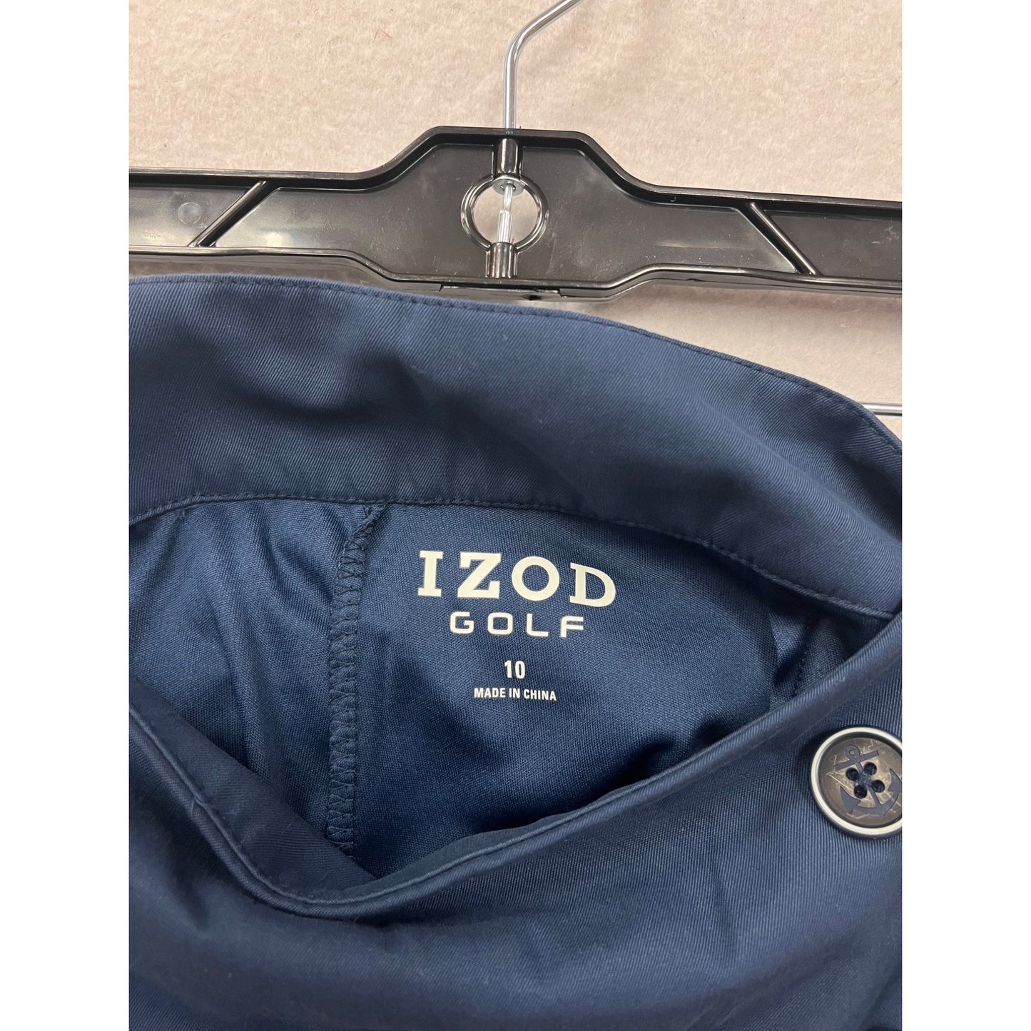 Izod Golf Womens Navy Blue Skort Size 10 With Button Details & White Piping 100% Polyester Lightweight & Stylish #6887