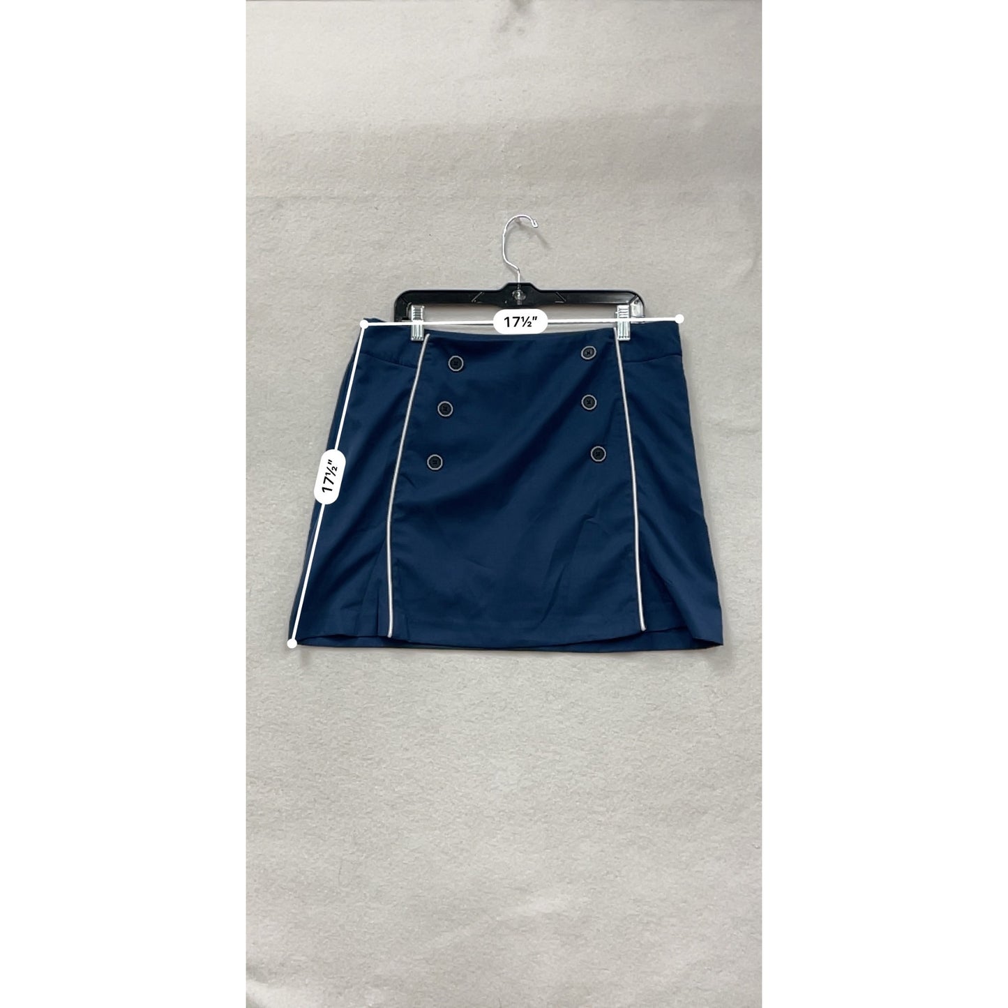 Izod Golf Womens Navy Blue Skort Size 10 With Button Details & White Piping 100% Polyester Lightweight & Stylish #6887