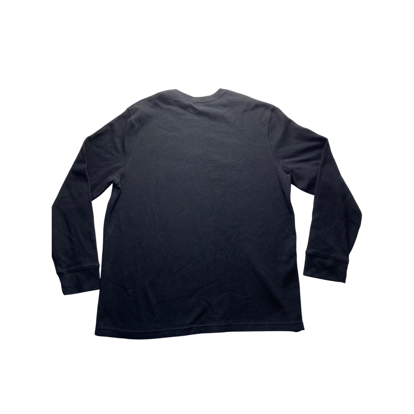 Old Navy Mens Long Sleeve Graphic Waffle Knit Shirt XXL Cotton/Polyester Black #7092