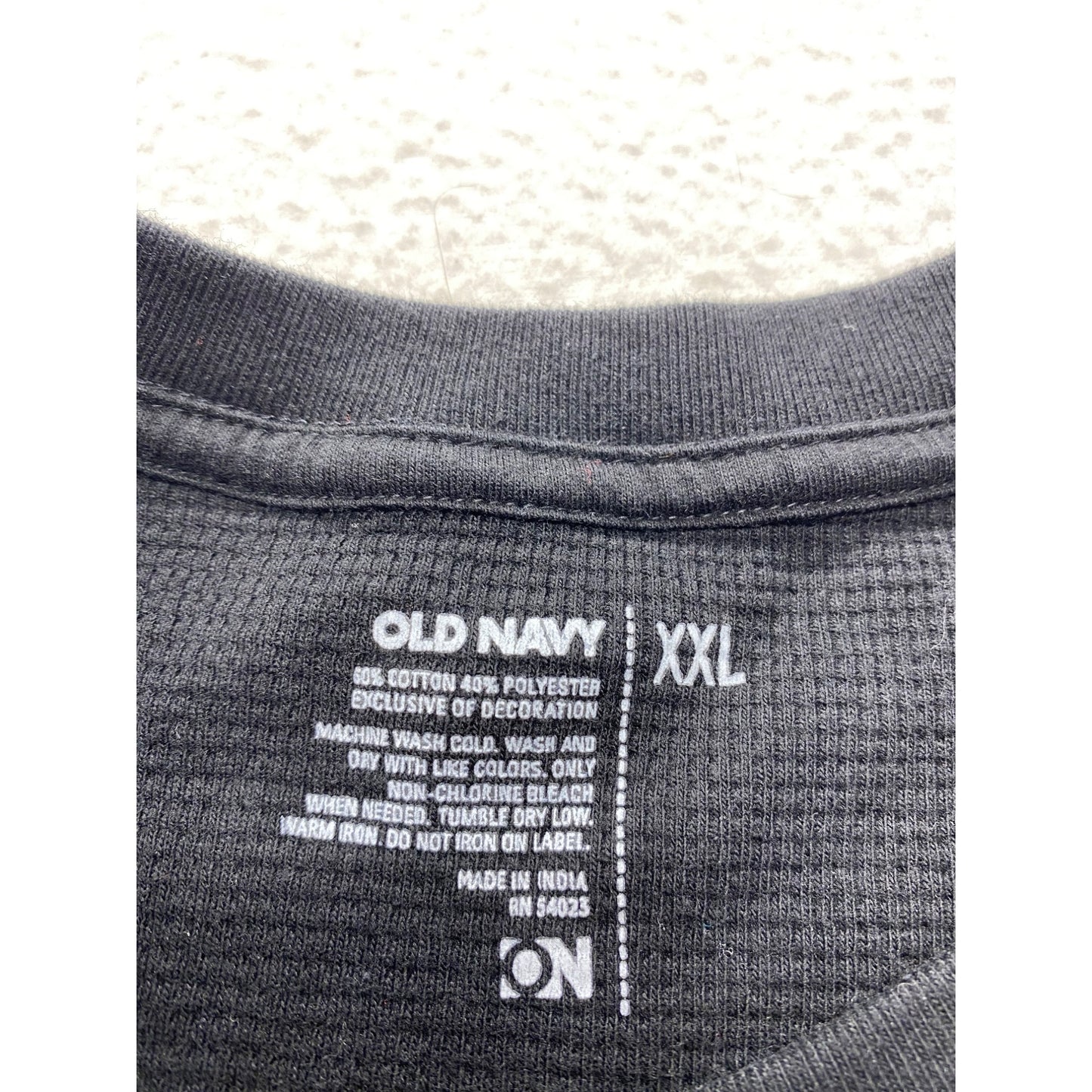 Old Navy Mens Long Sleeve Graphic Waffle Knit Shirt XXL Cotton/Polyester Black #7092