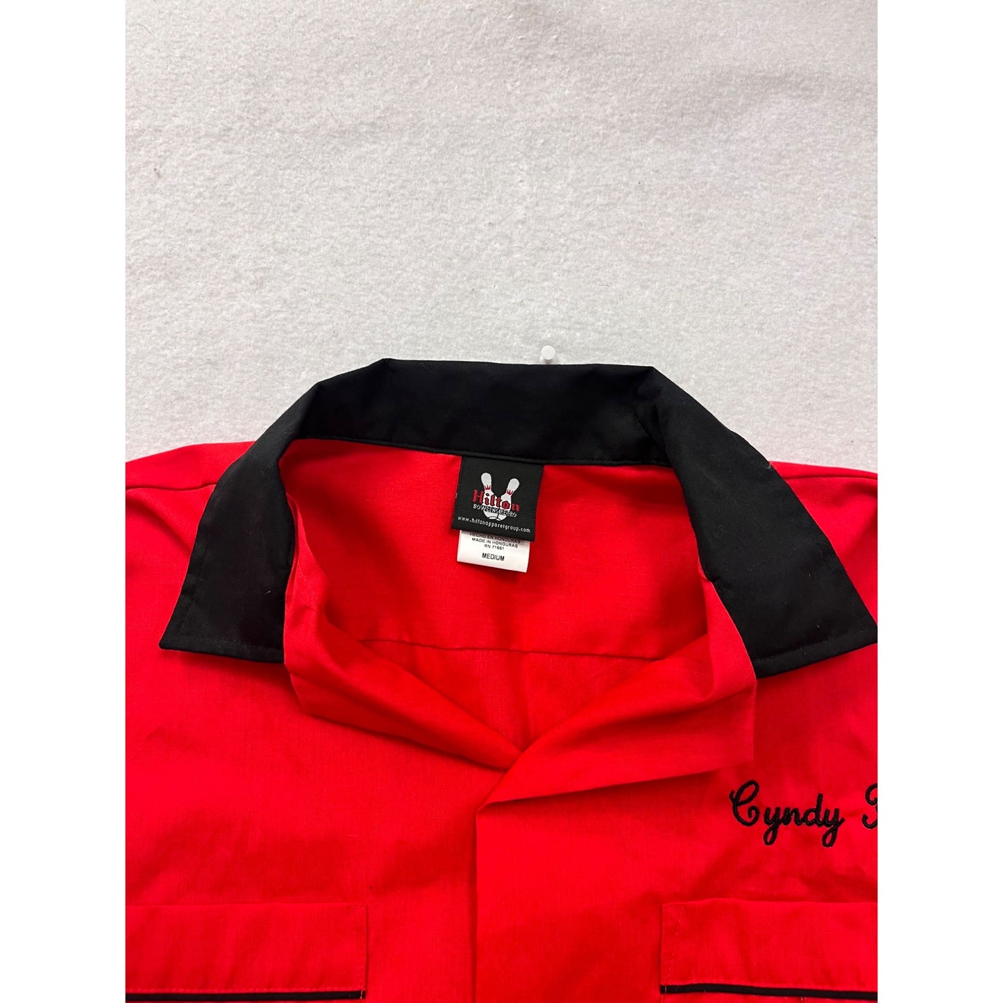 Vintage Hilton Bowling Retro Red & Black Shirt Medium #8306