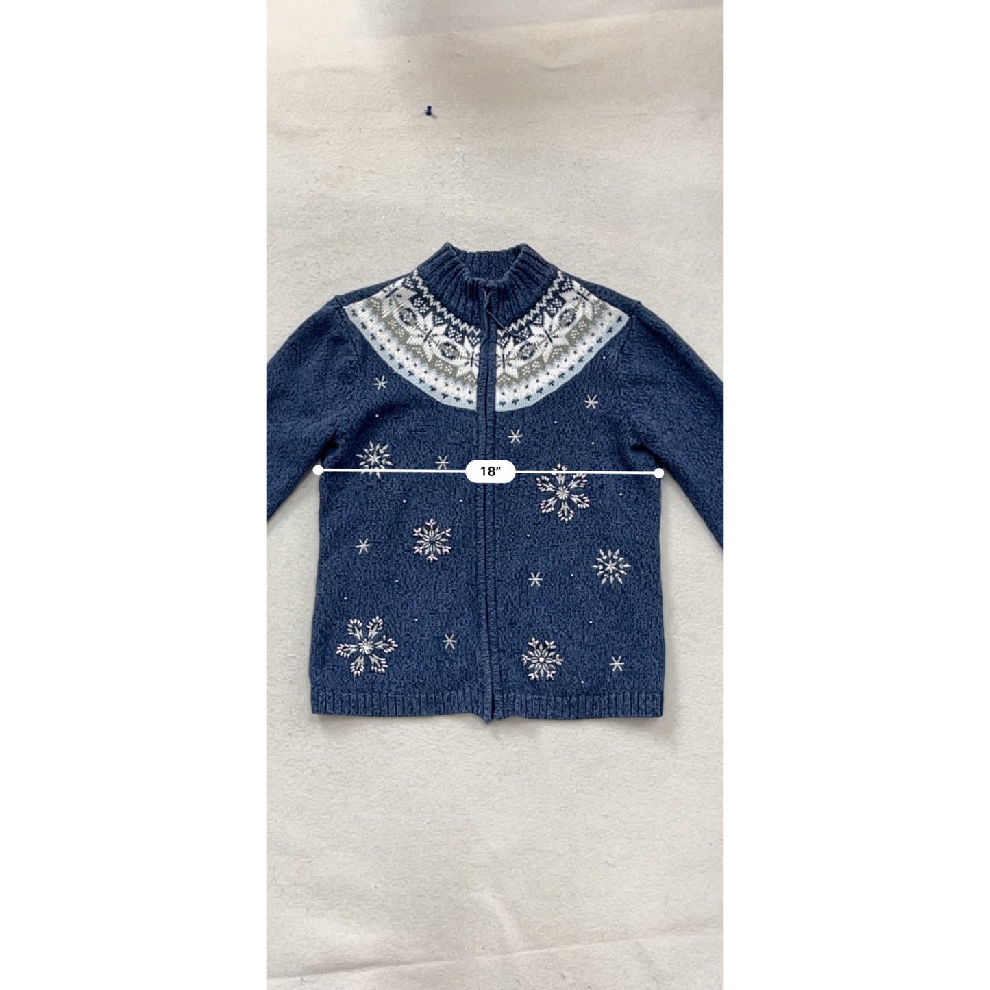 Fieldgear Blue Knit Snowflake Sweater S Full Zip #109C