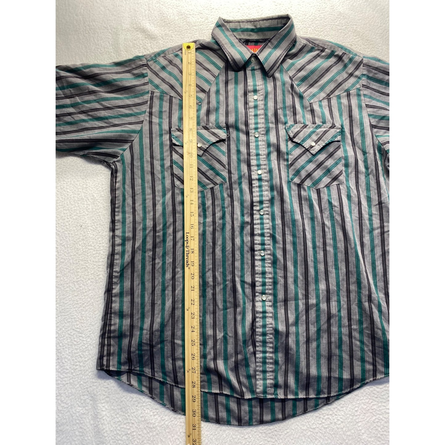 Vintage Plains Western Wear Striped Button-Up Shirt #5864