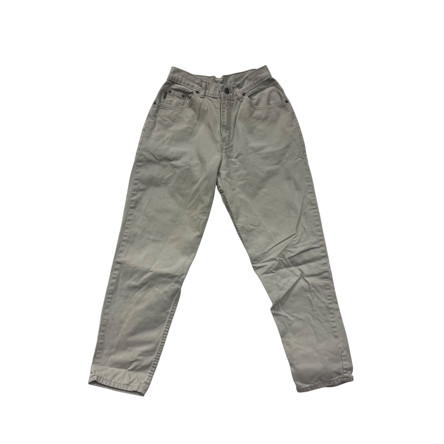 Chic Womens Beige High-Waist Cotton Pants Size 8 Relaxed Fit #6567