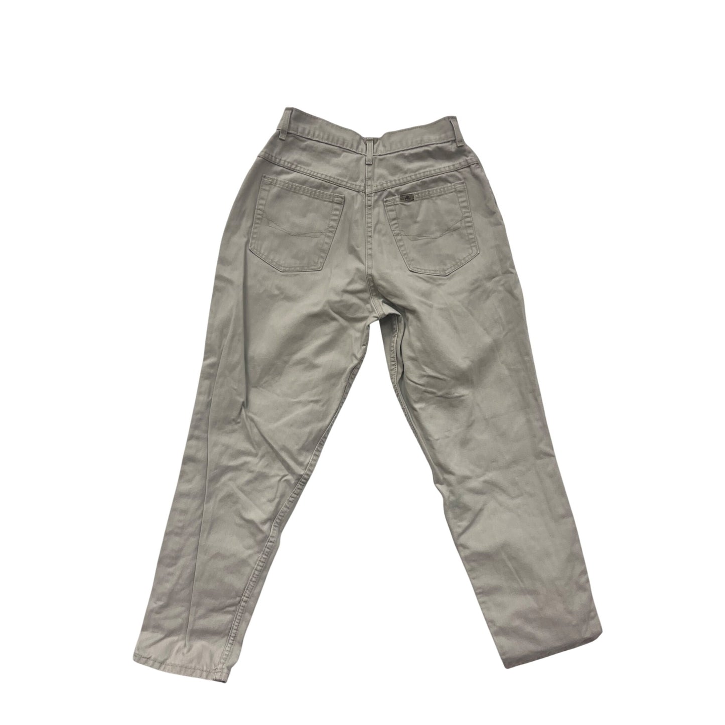 Chic Womens Beige High-Waist Cotton Pants Size 8 Relaxed Fit #6567