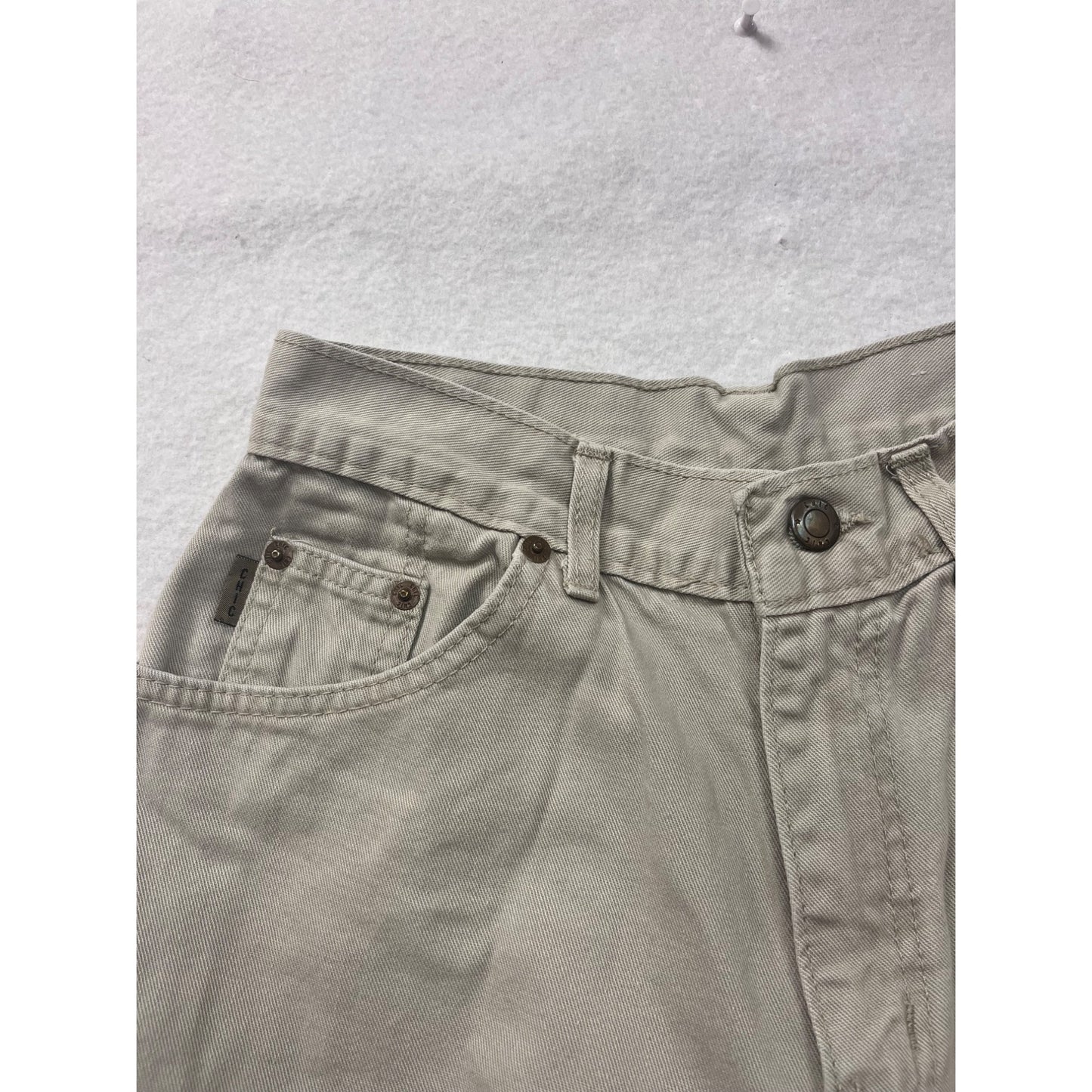 Chic Womens Beige High-Waist Cotton Pants Size 8 Relaxed Fit #6567