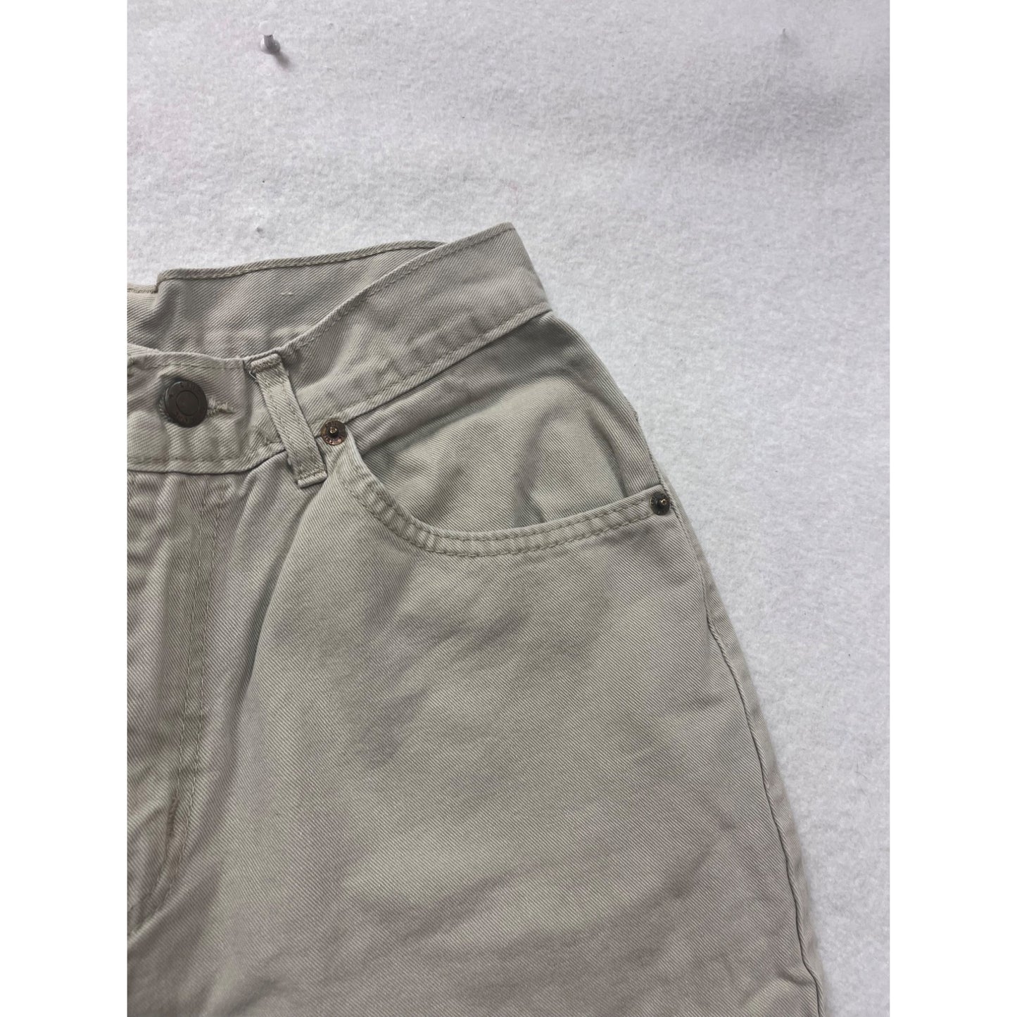 Chic Womens Beige High-Waist Cotton Pants Size 8 Relaxed Fit #6567
