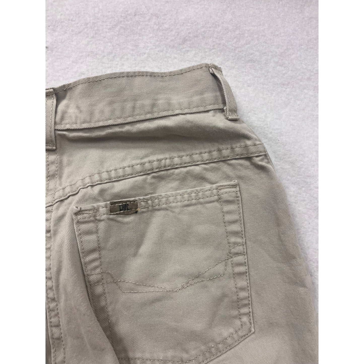 Chic Womens Beige High-Waist Cotton Pants Size 8 Relaxed Fit #6567