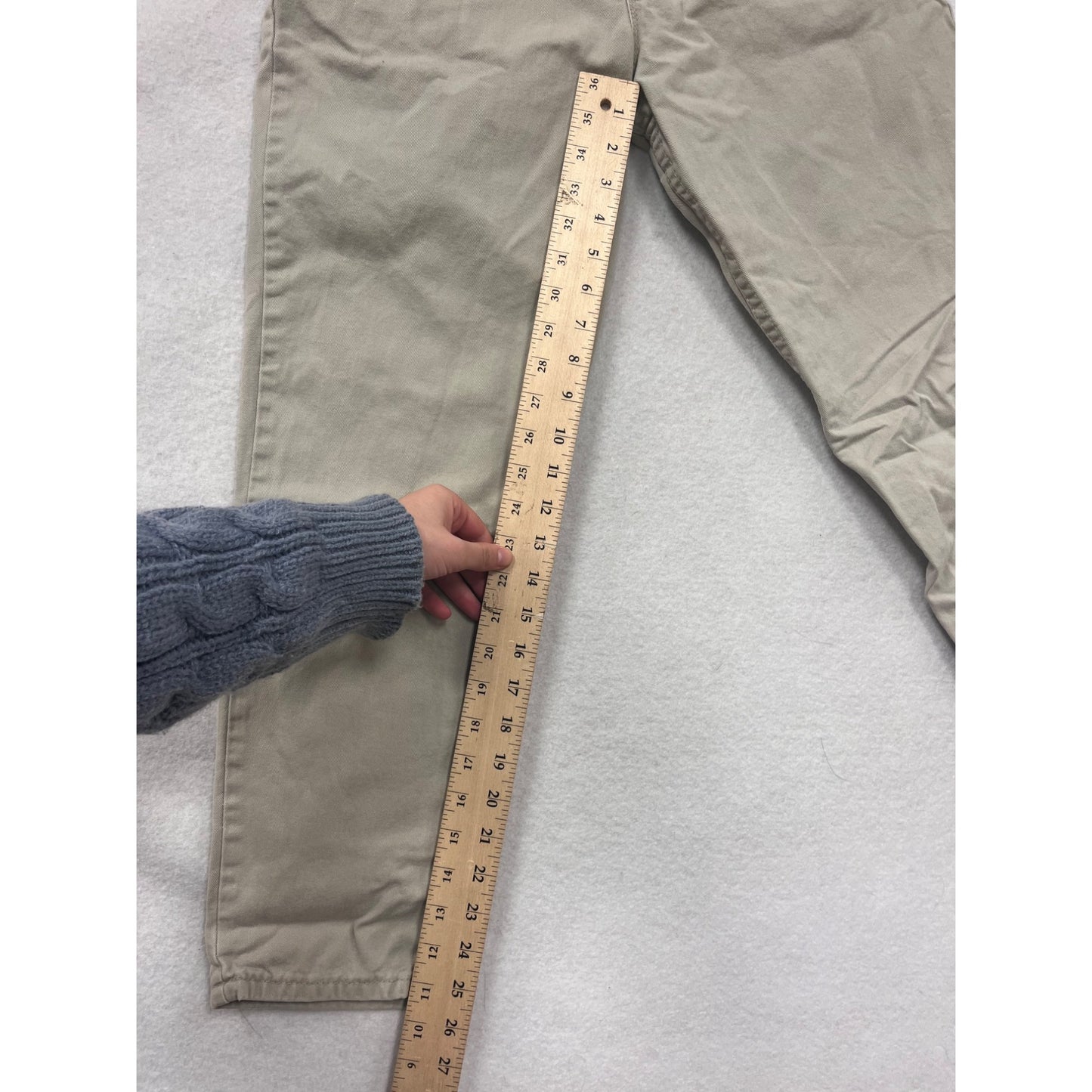 Chic Womens Beige High-Waist Cotton Pants Size 8 Relaxed Fit #6567