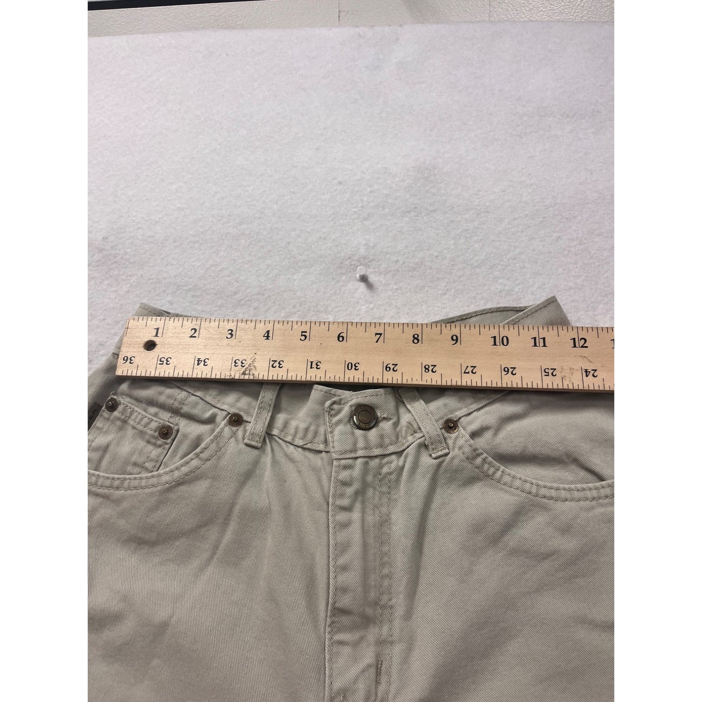 Chic Womens Beige High-Waist Cotton Pants Size 8 Relaxed Fit #6567
