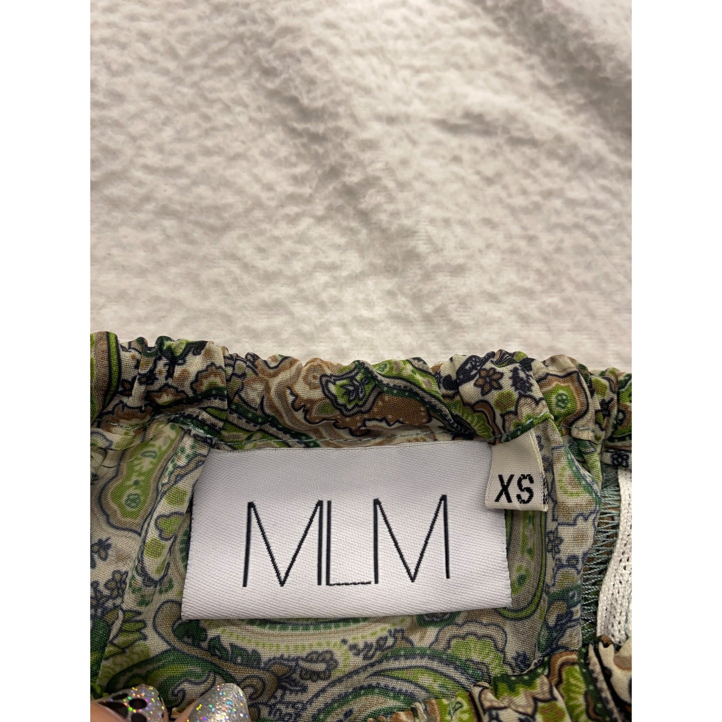 MLM Off-Shoulder Paisley Print Long Sleeve Dress XS #7108
