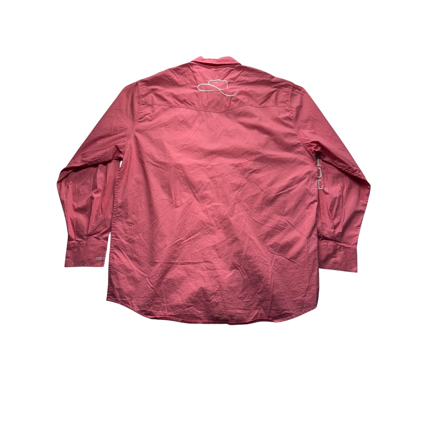 Resistol Western Shirt Pink Embroidered Logo Long Sleeve Button-Down #9000