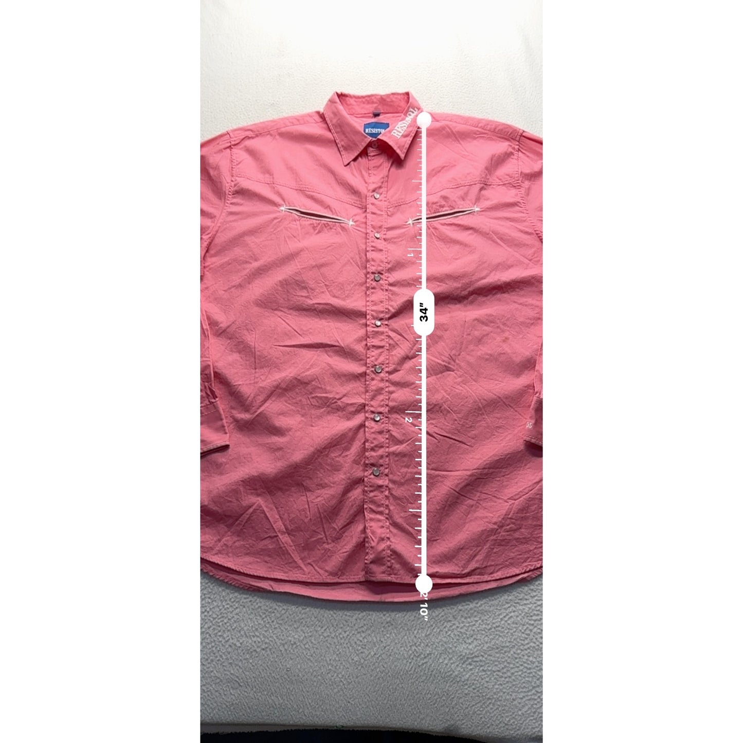 Resistol Western Shirt Pink Embroidered Logo Long Sleeve Button-Down #9000